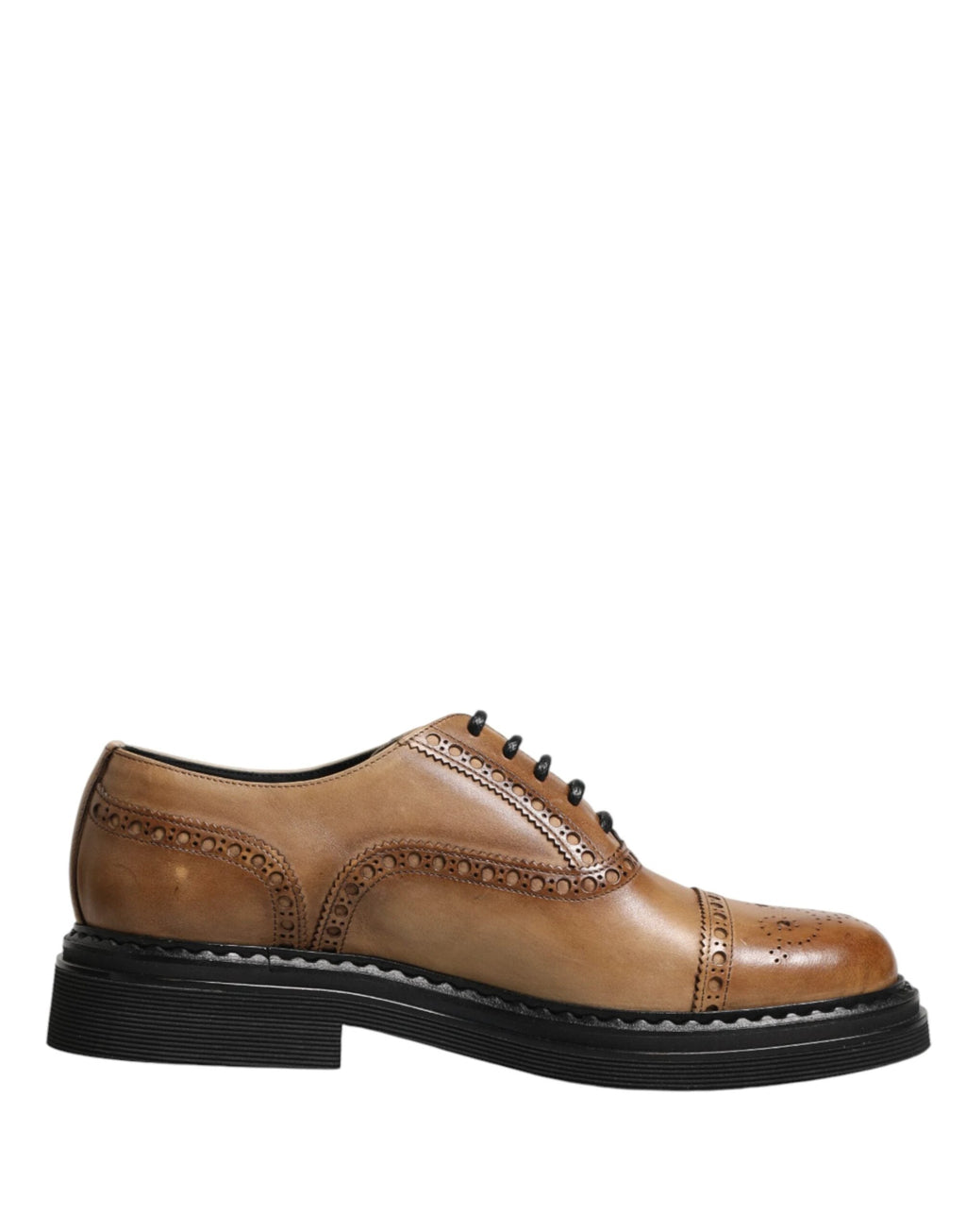 Dolce & Gabbana Brown Lace Up Leather Brogue Derby Men Shoes by Dolce & Gabbana