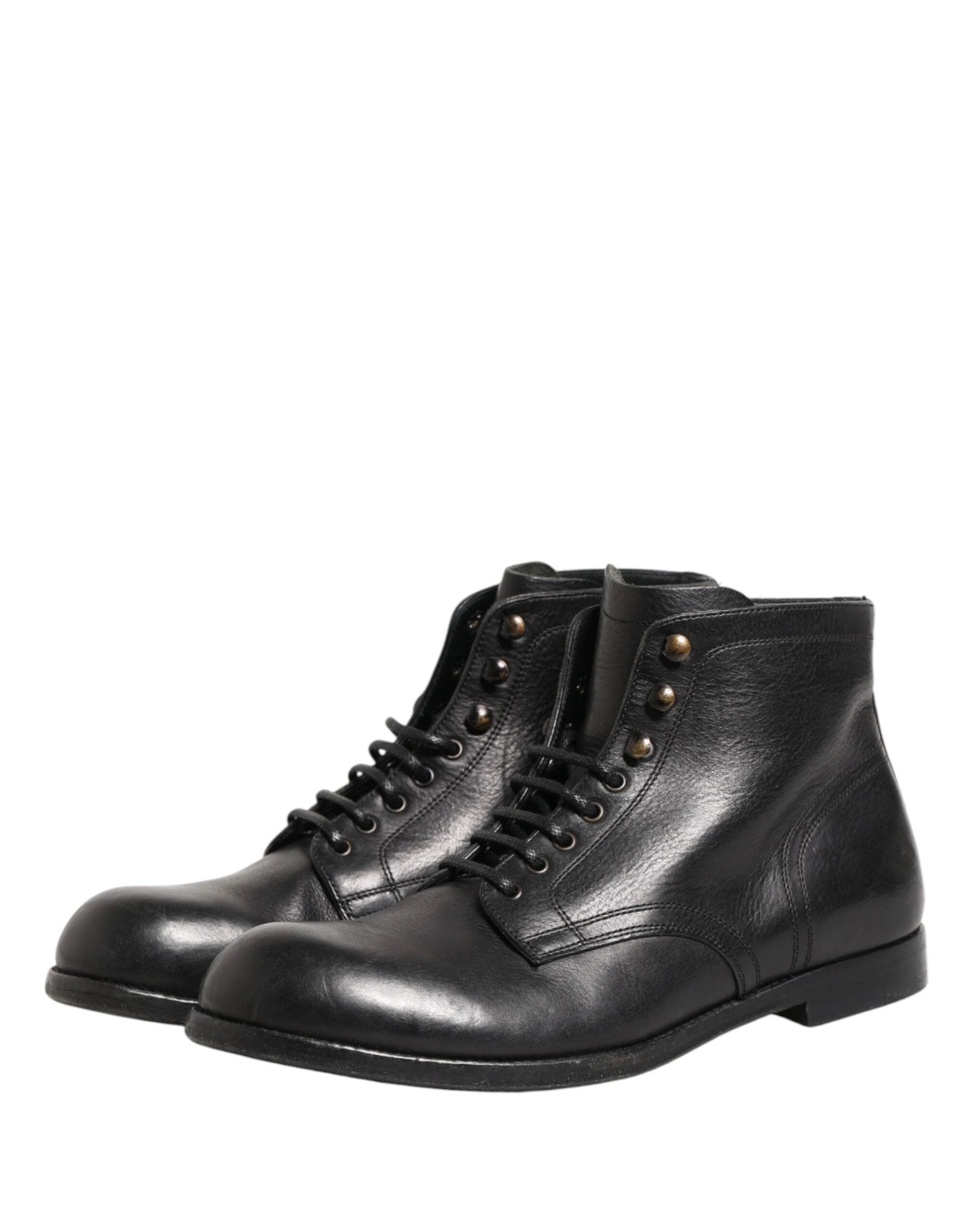 Dolce & Gabbana Black Lace Up Short Ankle Boots Men Shoes by Dolce & Gabbana