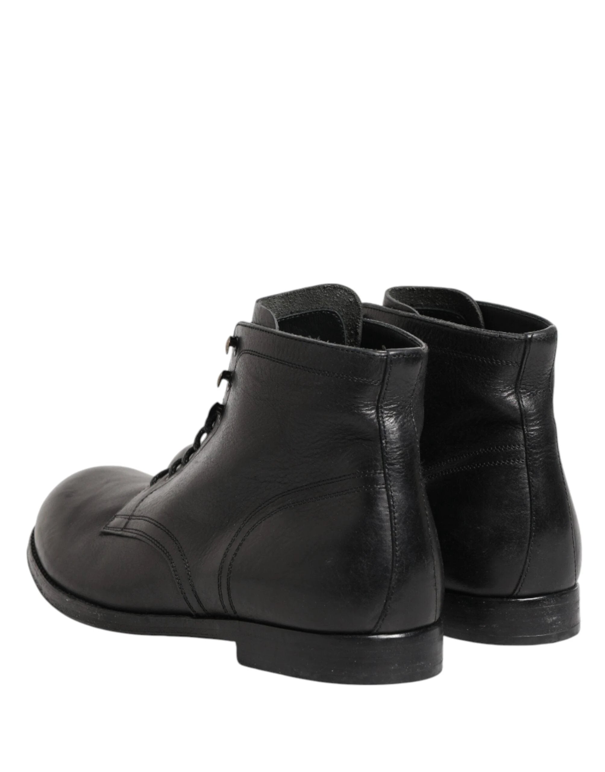 Dolce & Gabbana Black Lace Up Short Ankle Boots Men Shoes by Dolce & Gabbana