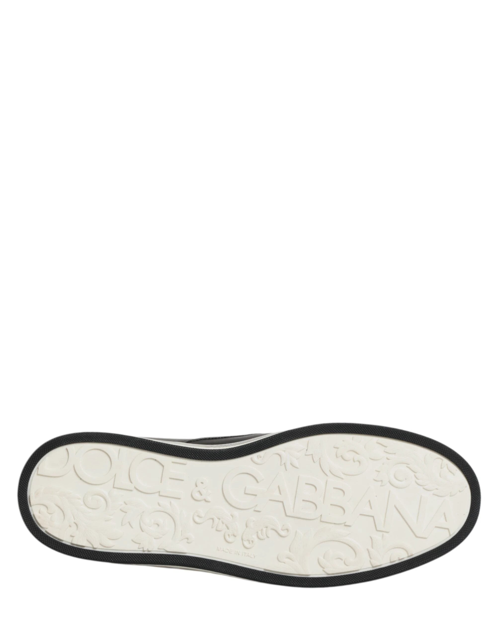 Dolce & Gabbana Black Leather Signature Figures Sneakers Shoes by Dolce & Gabbana