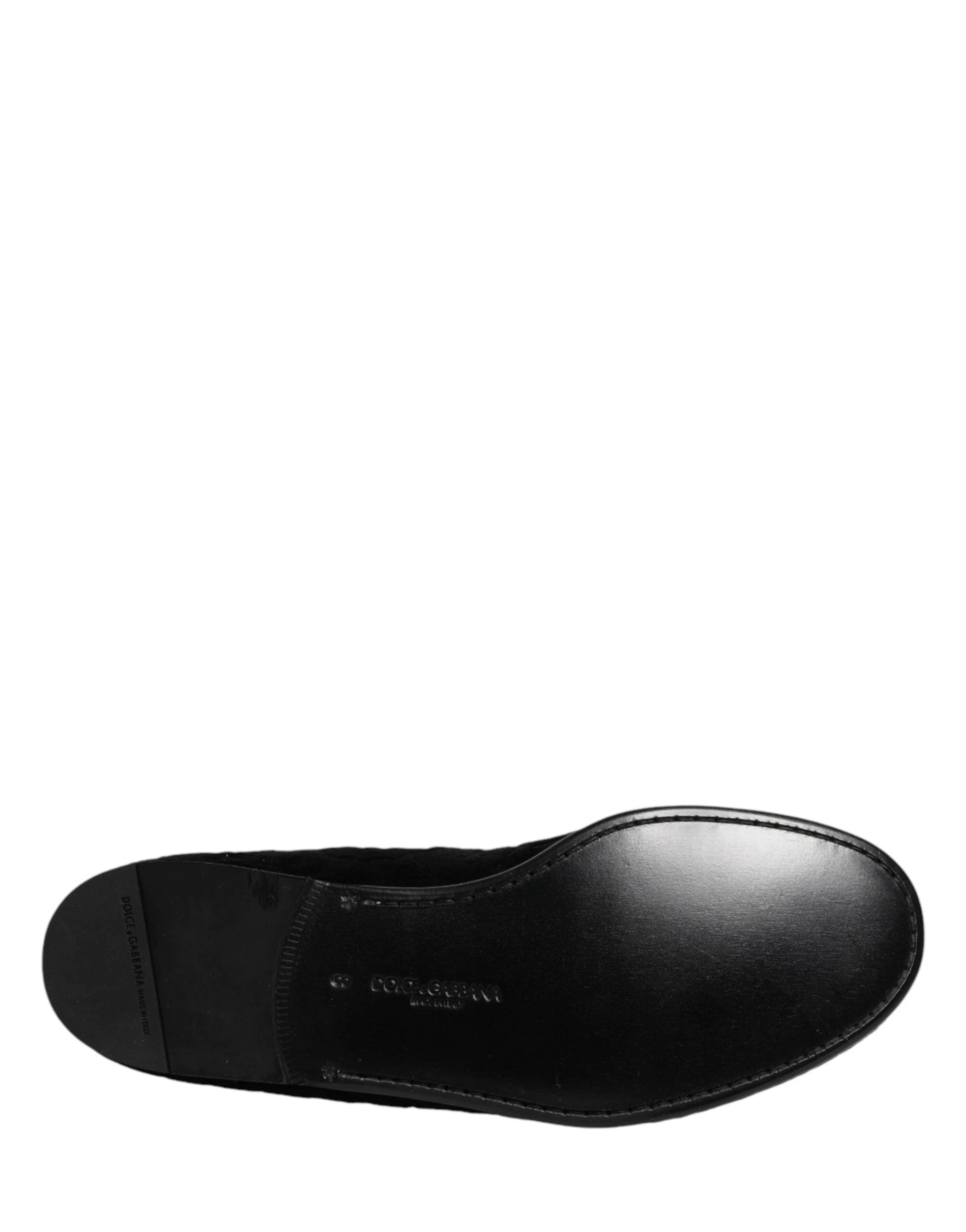 Dolce & Gabbana Black Velvet Slip On Loafers Formal Men Shoes by Dolce & Gabbana