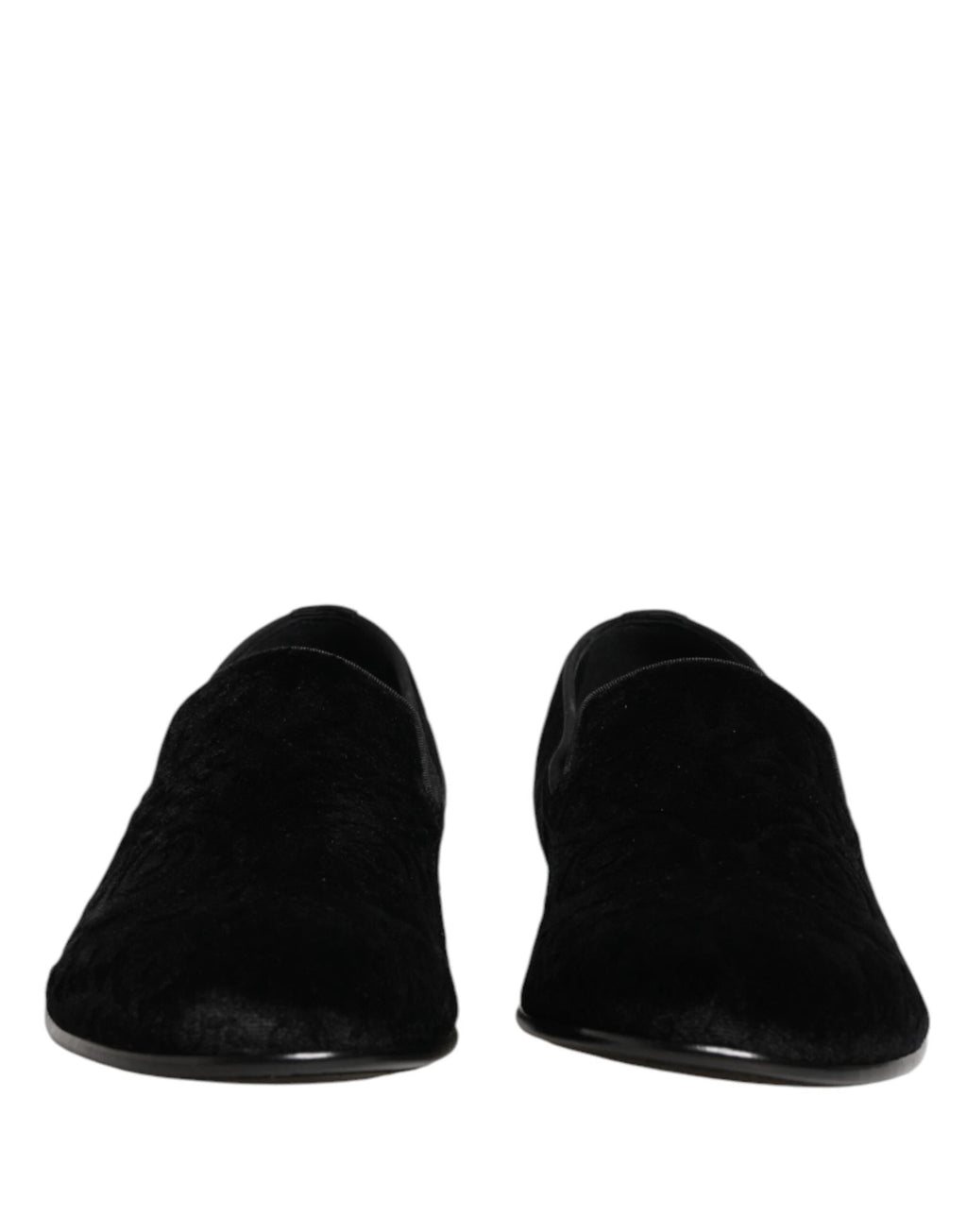 Dolce & Gabbana Black Velvet Slip On Loafers Formal Men Shoes by Dolce & Gabbana