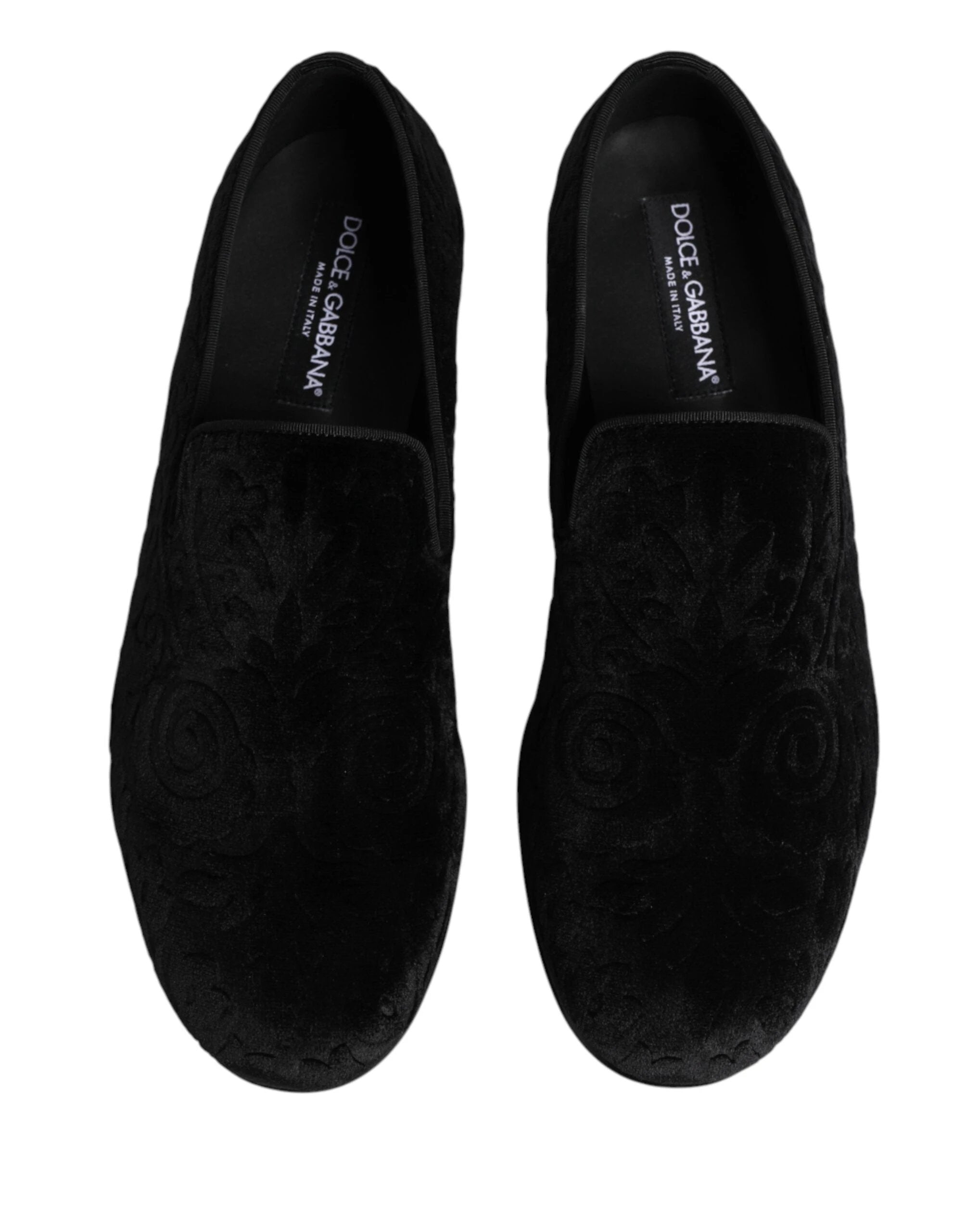 Dolce & Gabbana Black Velvet Slip On Loafers Formal Men Shoes by Dolce & Gabbana