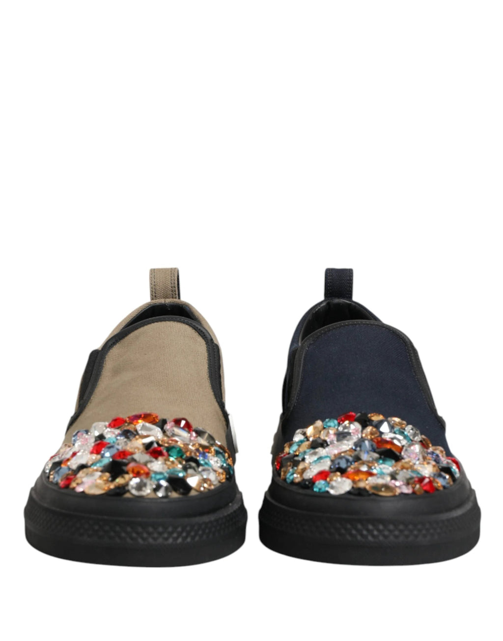 Dolce & Gabbana Blue Canvas Embellished Slip On Men Sneakers Shoes by Dolce & Gabbana