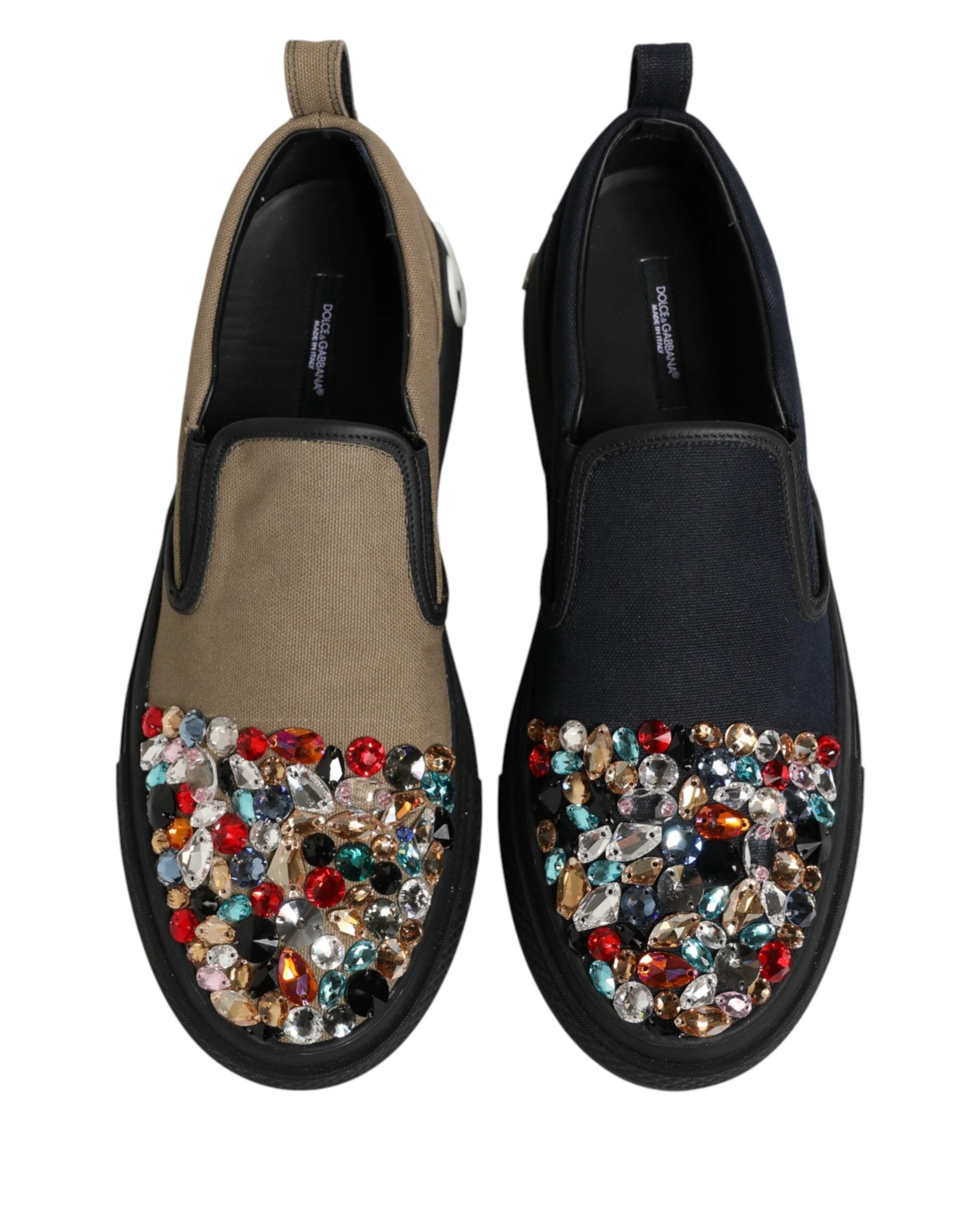 Dolce & Gabbana Blue Canvas Embellished Slip On Men Sneakers Shoes by Dolce & Gabbana