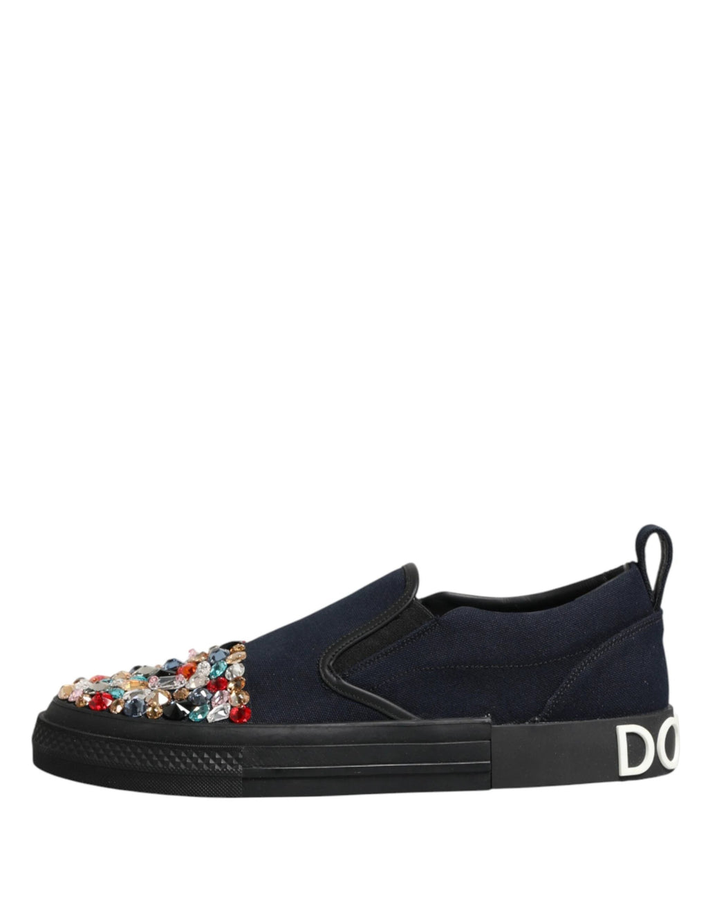 Dolce & Gabbana Blue Canvas Embellished Slip On Men Sneakers Shoes by Dolce & Gabbana