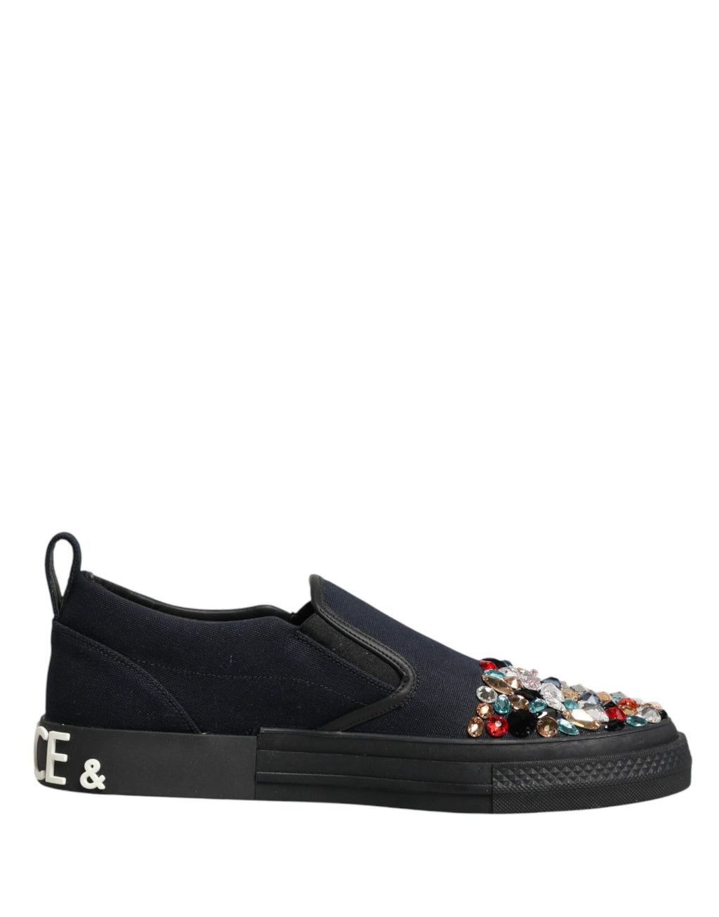 Dolce & Gabbana Blue Canvas Embellished Slip On Men Sneakers Shoes by Dolce & Gabbana