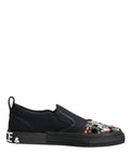 Dolce & Gabbana Blue Canvas Embellished Slip On Men Sneakers Shoes by Dolce & Gabbana