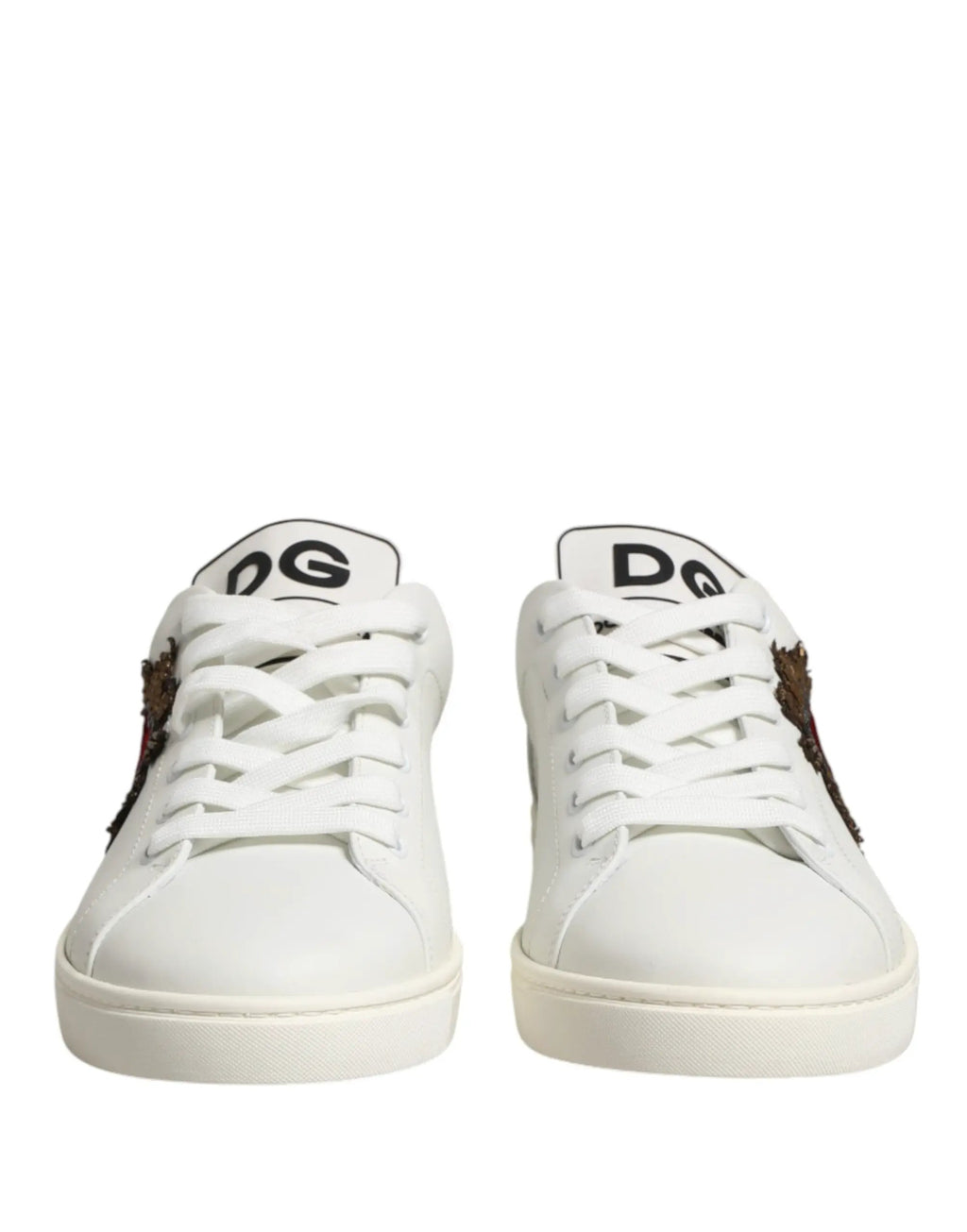 Baskets Dolce &amp; Gabbana en cuir blanc avec patch Sacré-Cœur