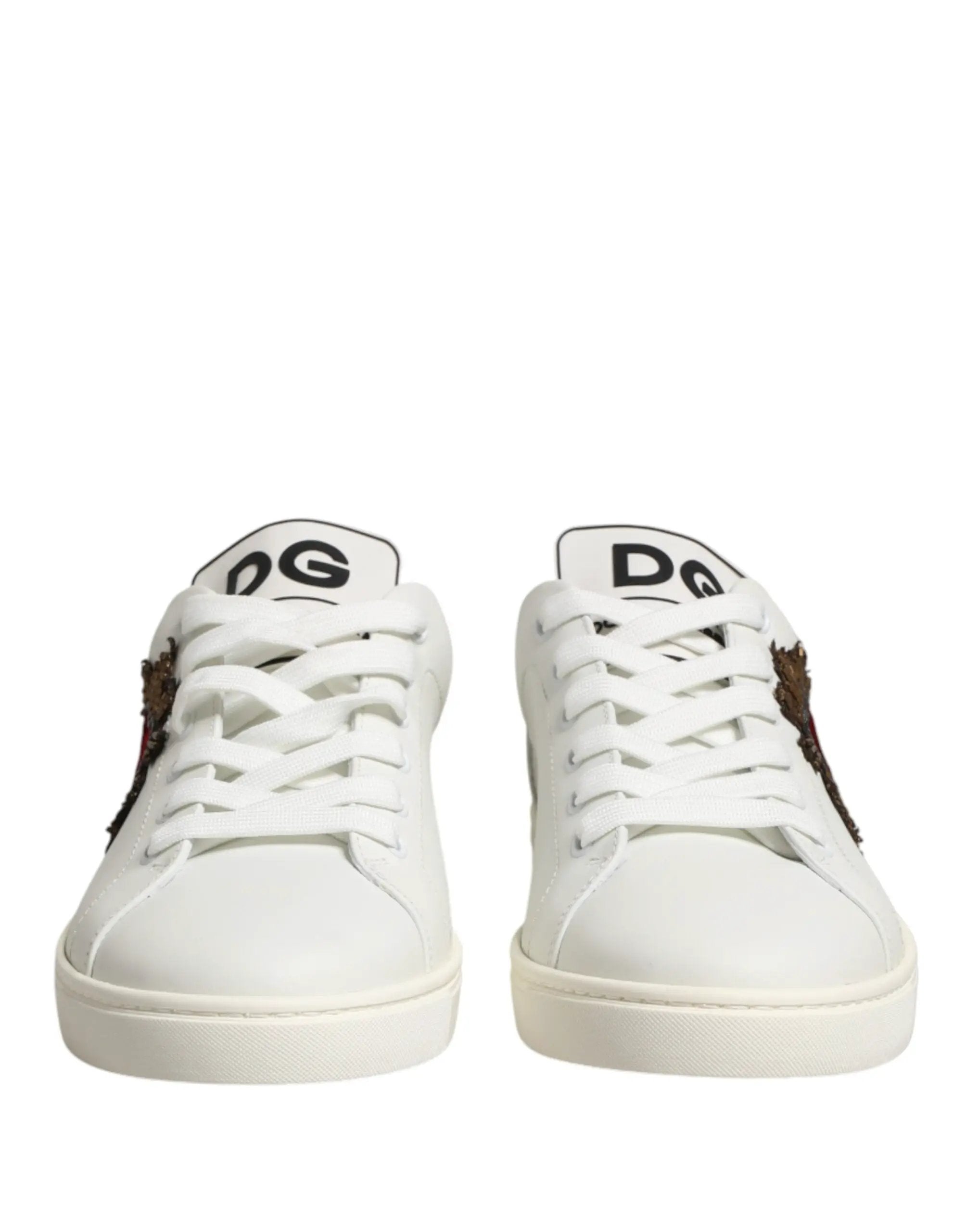 Baskets Dolce &amp; Gabbana en cuir blanc avec patch Sacré-Cœur