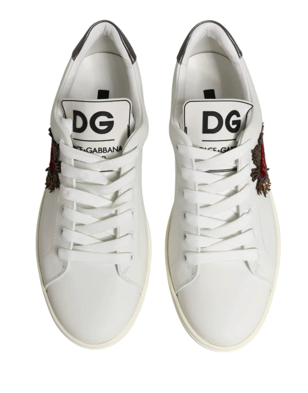 Baskets Dolce &amp; Gabbana en cuir blanc avec patch Sacré-Cœur