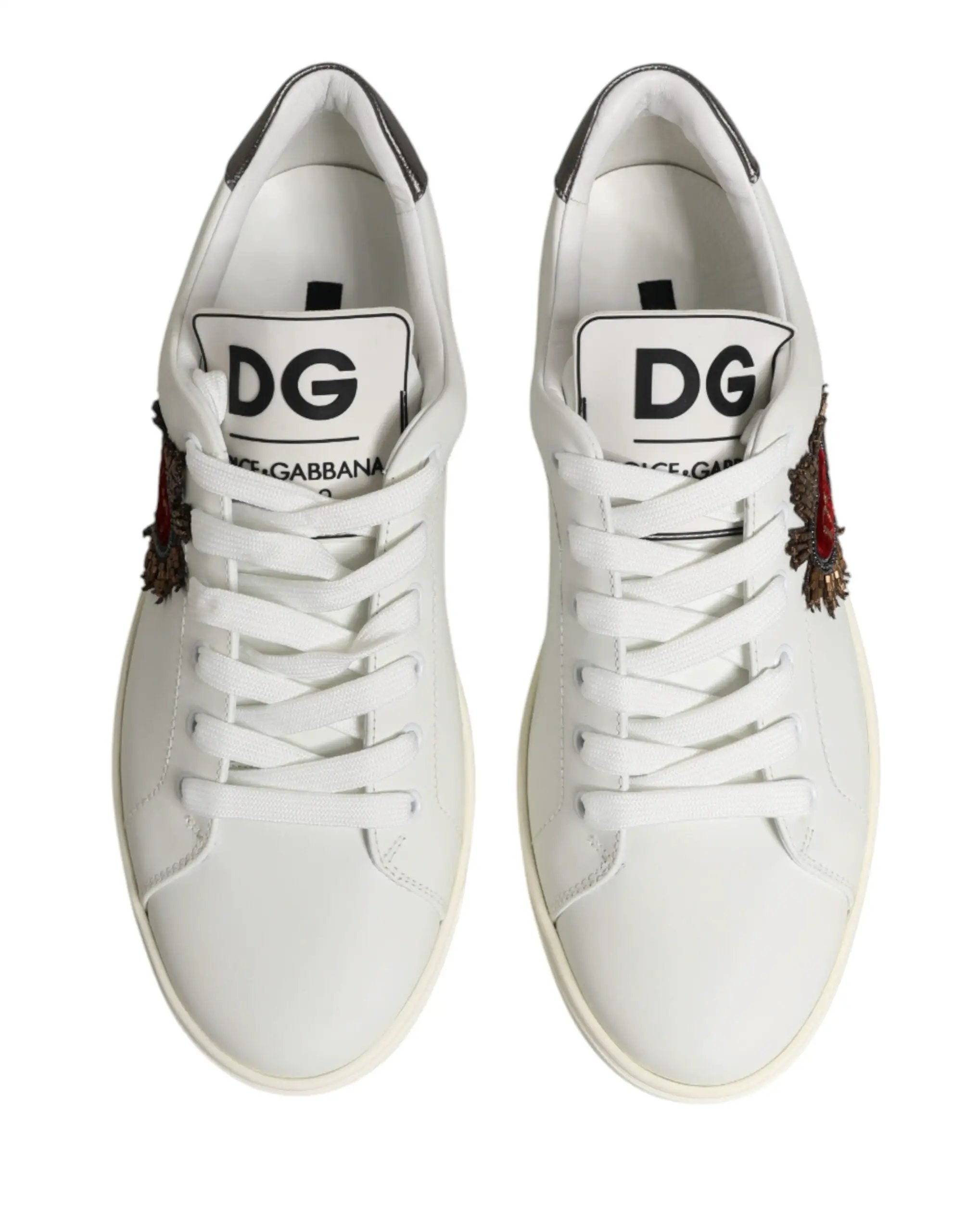 Baskets Dolce &amp; Gabbana en cuir blanc avec patch Sacré-Cœur