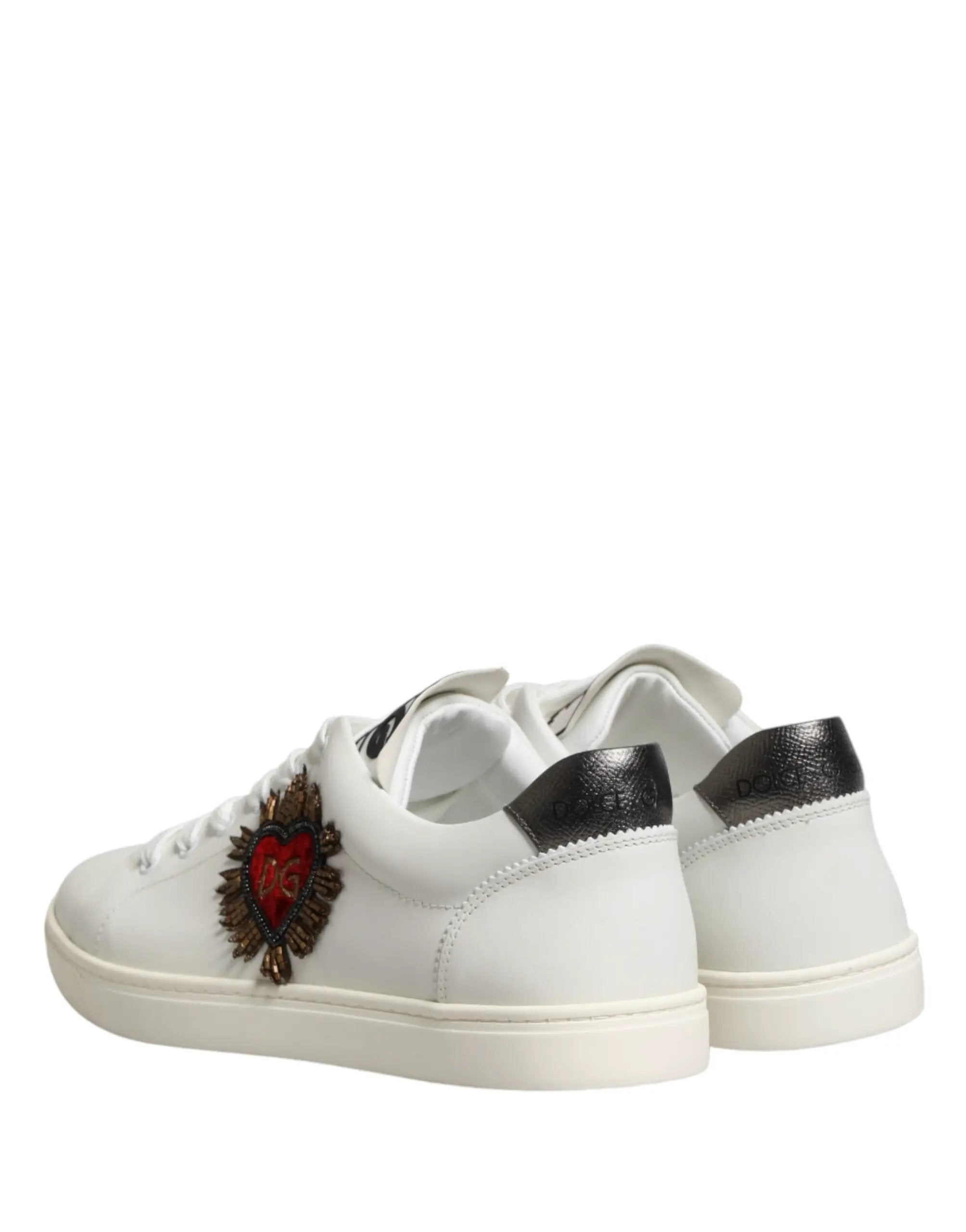 Baskets Dolce &amp; Gabbana en cuir blanc avec patch Sacré-Cœur