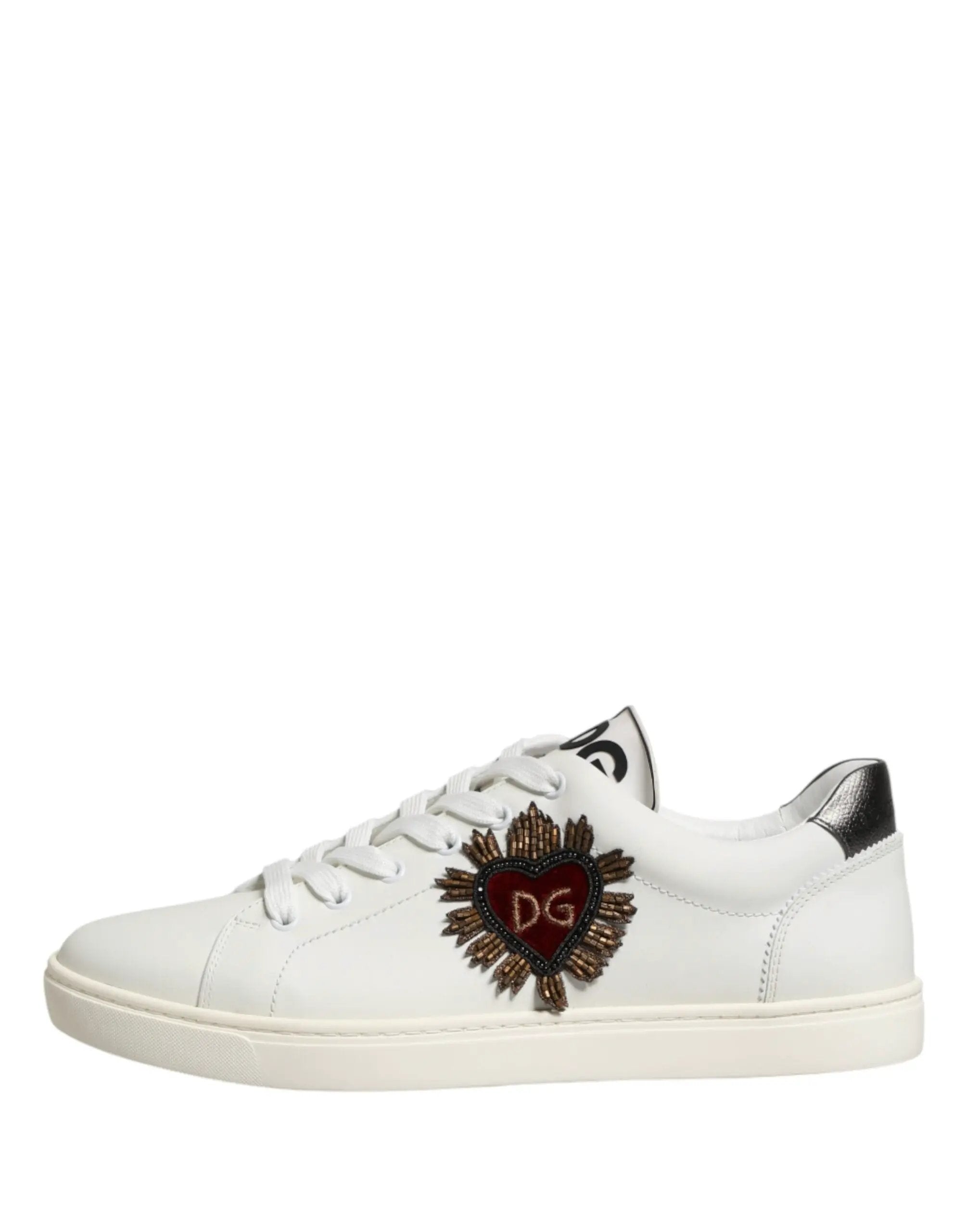 Baskets Dolce &amp; Gabbana en cuir blanc avec patch Sacré-Cœur