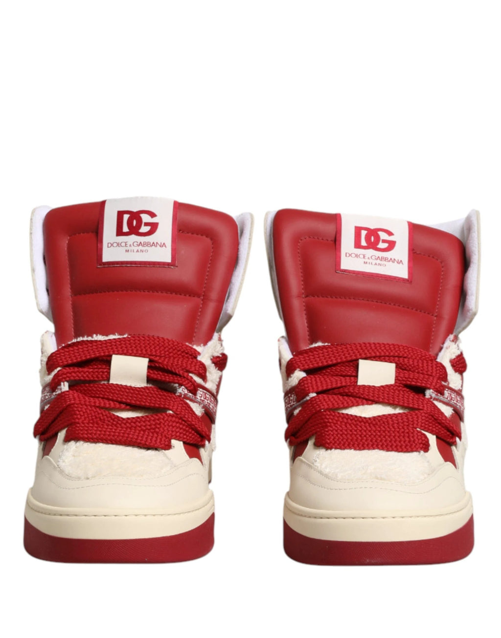 Dolce & Gabbana White Red Custom 2.Zero High Top Men Sneakers Shoes by Dolce & Gabbana