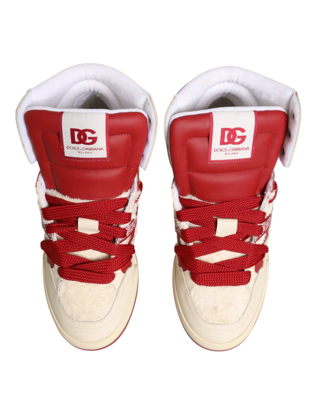 Dolce & Gabbana White Red Custom 2.Zero High Top Men Sneakers Shoes by Dolce & Gabbana