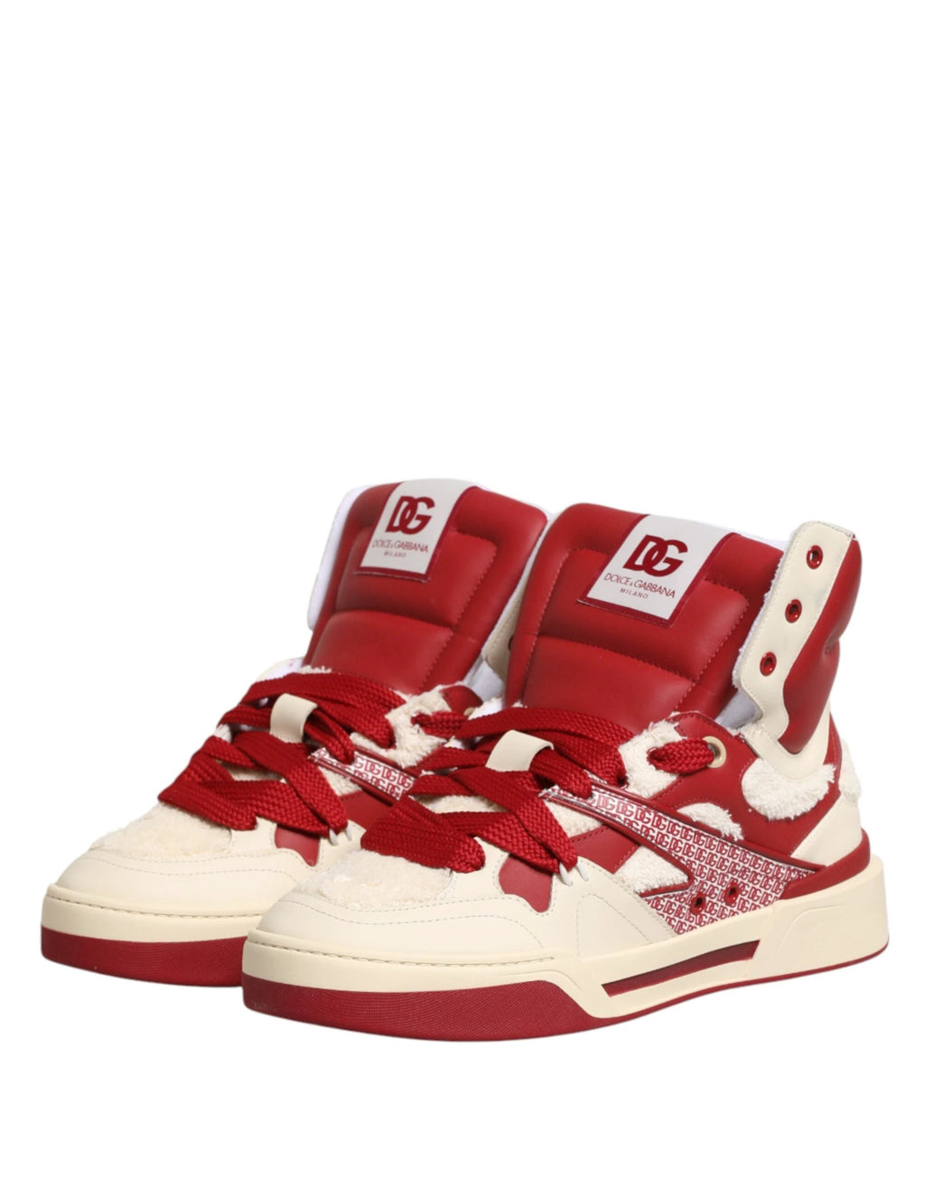 Dolce & Gabbana White Red Custom 2.Zero High Top Men Sneakers Shoes by Dolce & Gabbana
