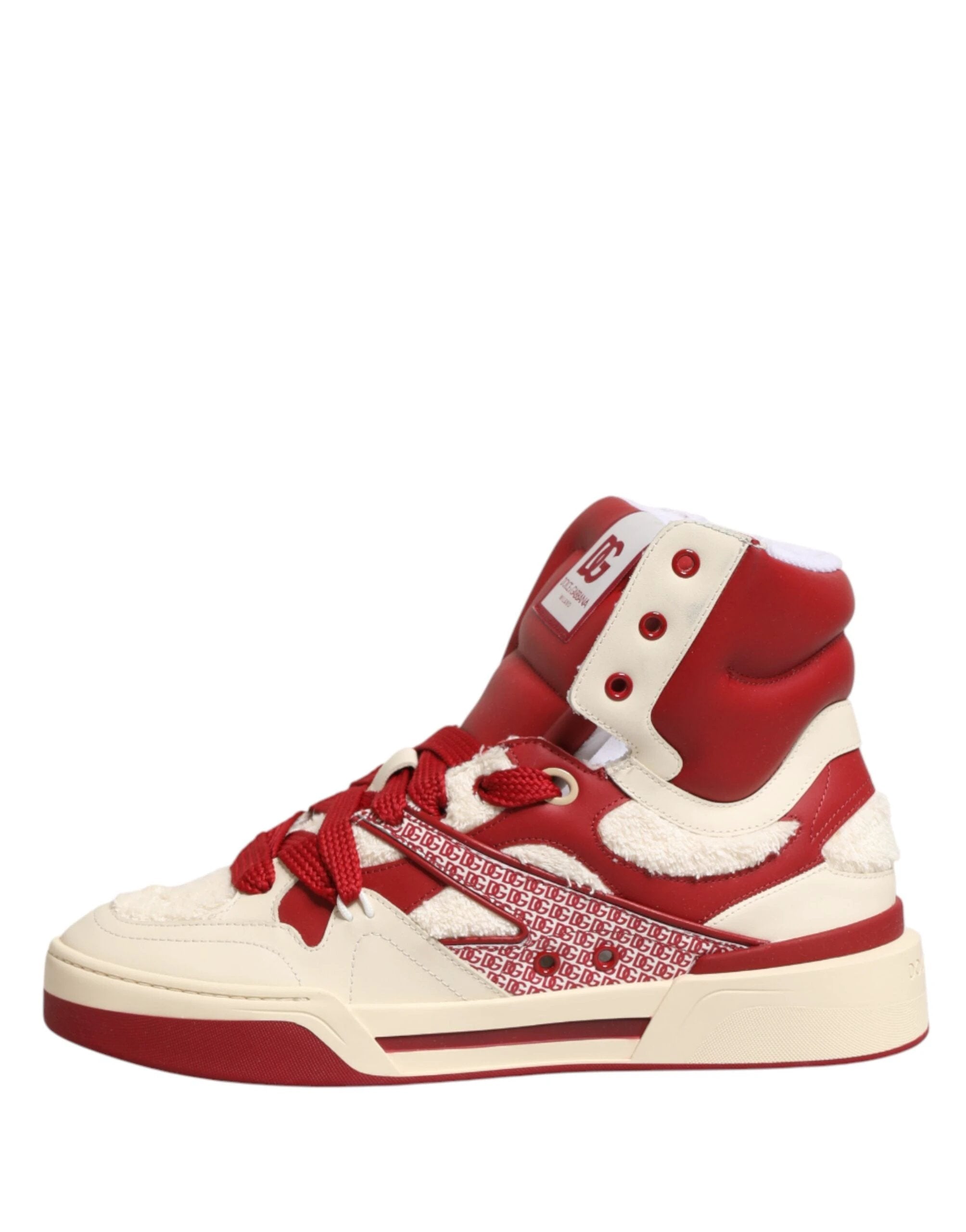 Dolce & Gabbana White Red Custom 2.Zero High Top Men Sneakers Shoes by Dolce & Gabbana