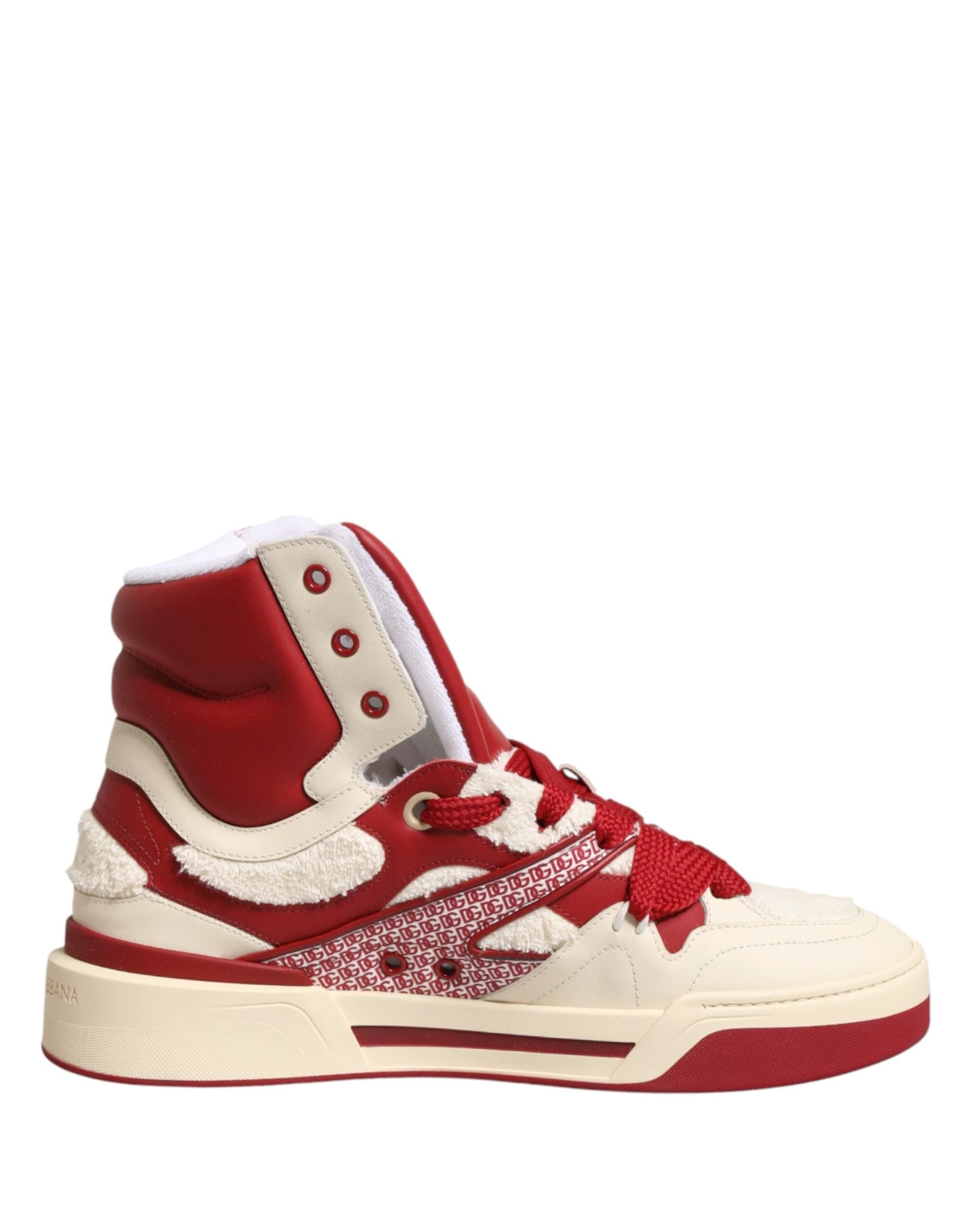 Dolce & Gabbana White Red Custom 2.Zero High Top Men Sneakers Shoes by Dolce & Gabbana