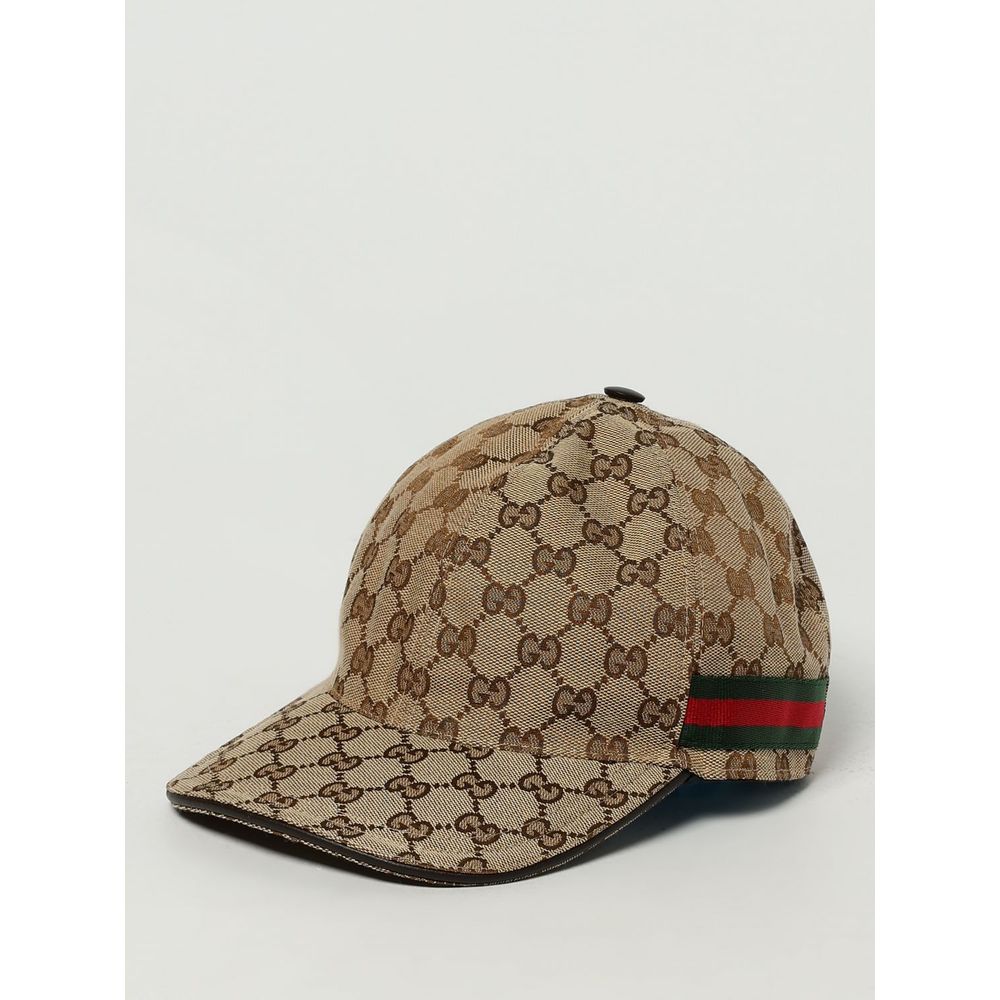 Casquette Gucci beige en coton et cuir (casquette de baseball)