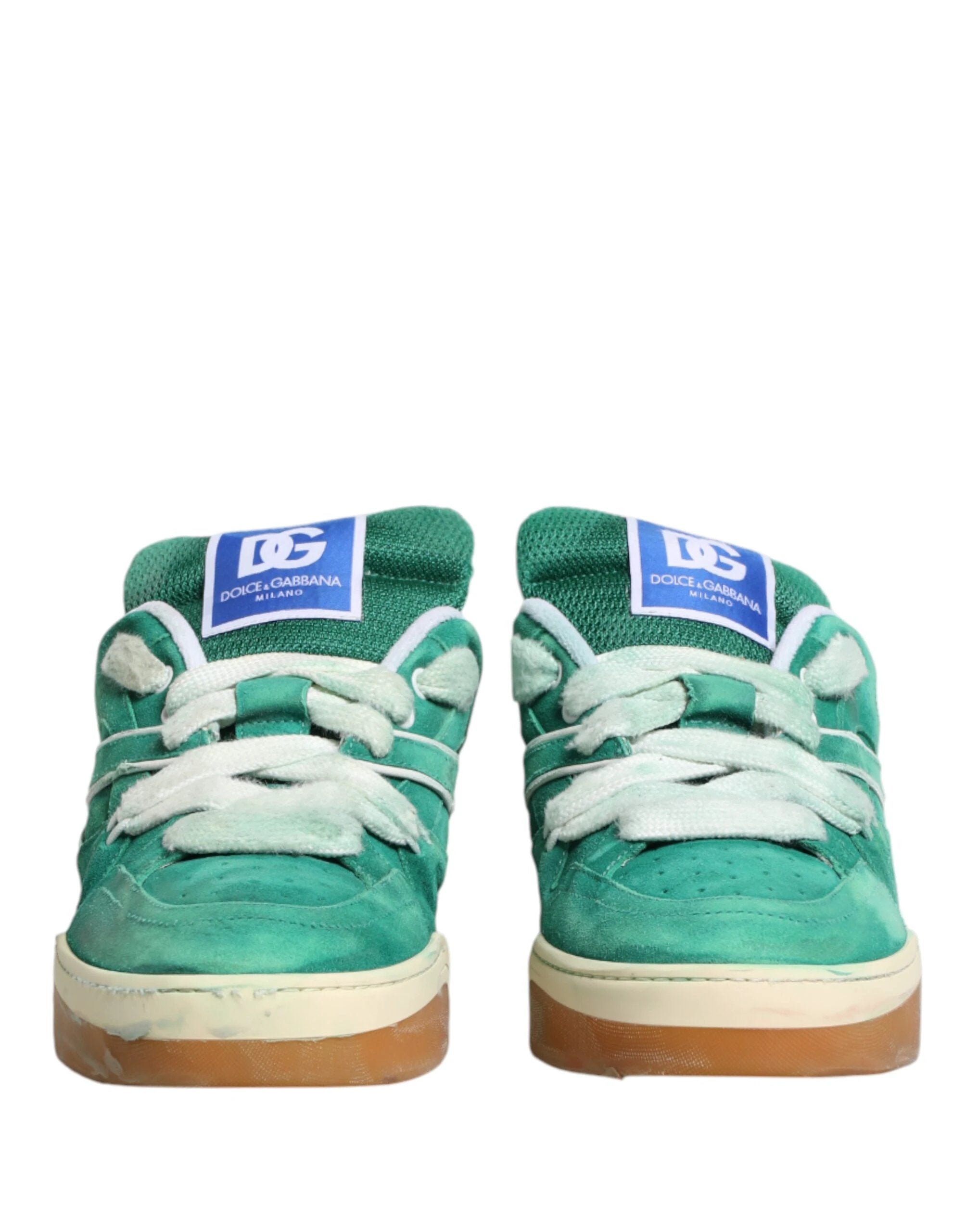 Dolce & Gabbana Green Suede New Roma Low Top Sneakers Shoes by Dolce & Gabbana