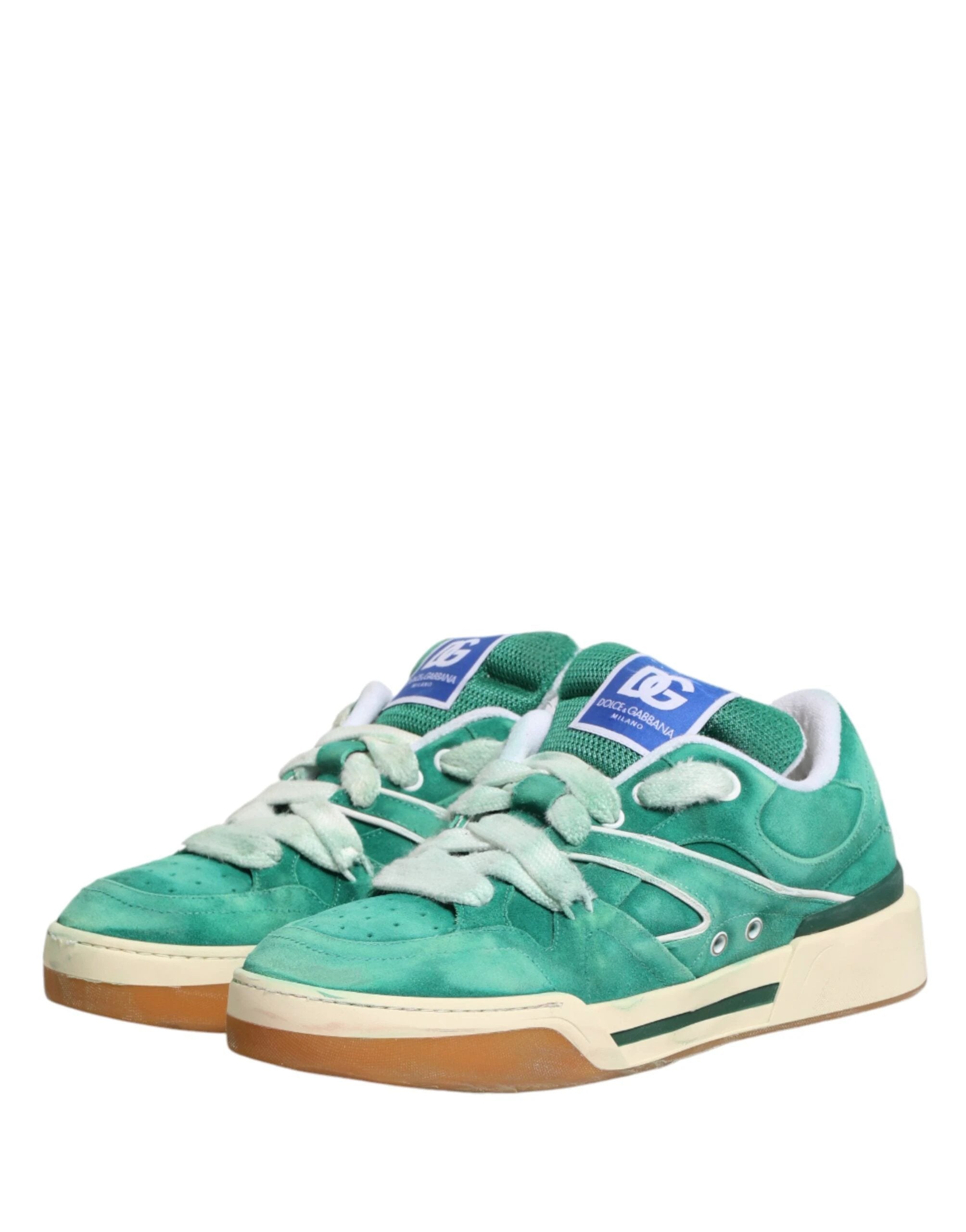 Dolce & Gabbana Green Suede New Roma Low Top Sneakers Shoes by Dolce & Gabbana