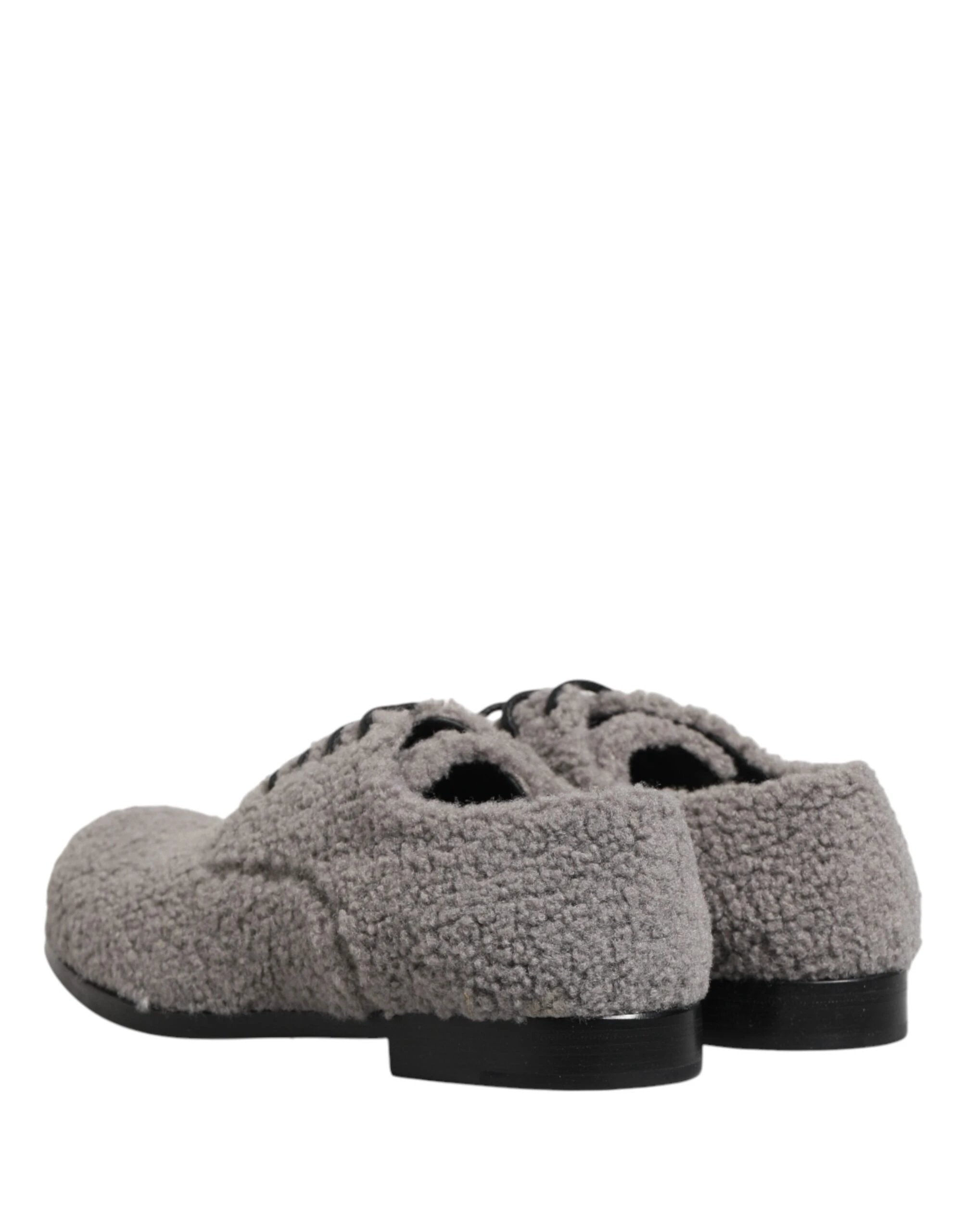 Dolce & Gabbana Gray Fleece Lace Up Men Derby Dress Shoes by Dolce & Gabbana