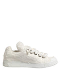 Dolce & Gabbana White Faux Shearling Low Top Sneakers Shoes by Dolce & Gabbana