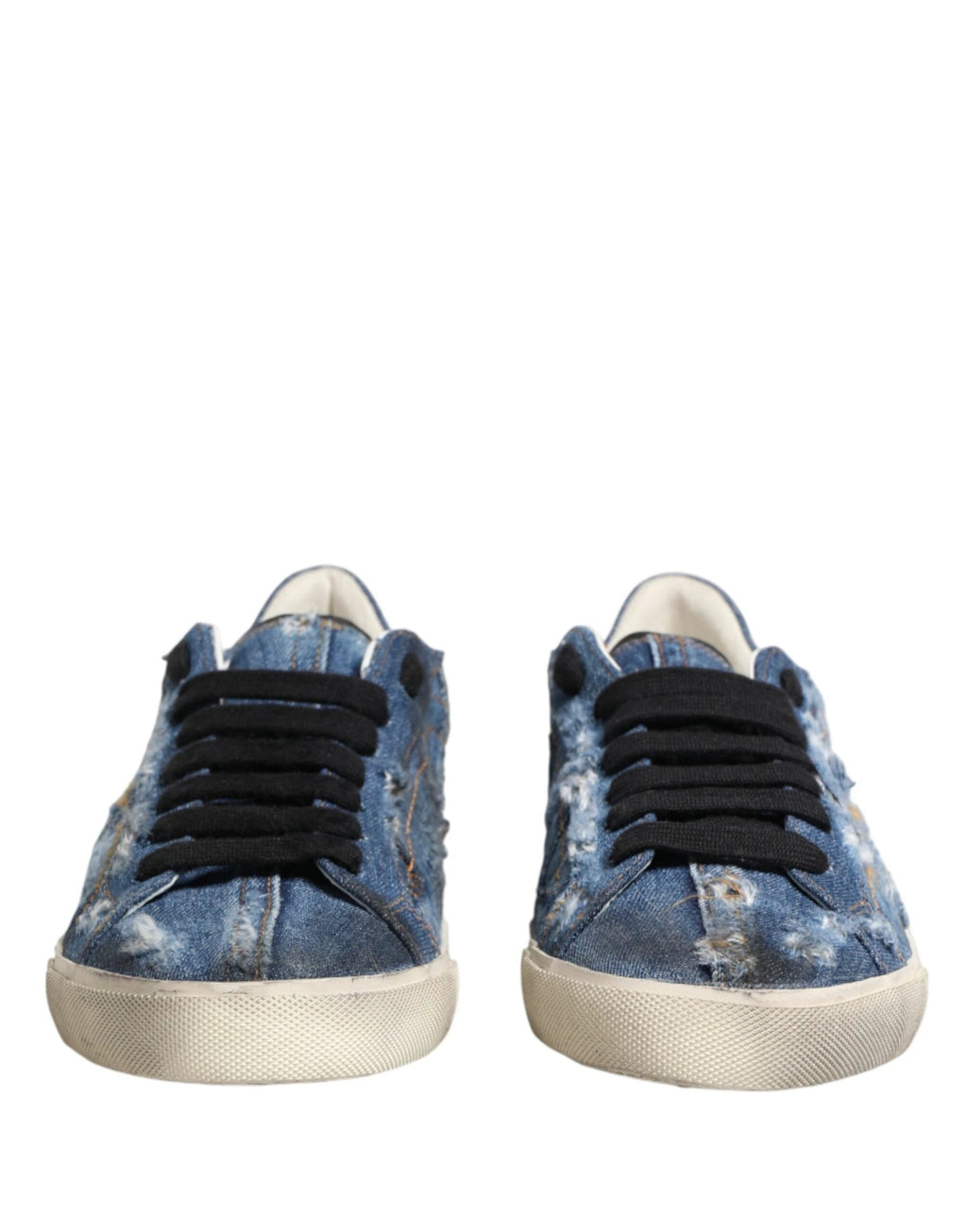 Dolce & Gabbana Blue Distressed Denim Low Top Sneakers Shoes by Dolce & Gabbana