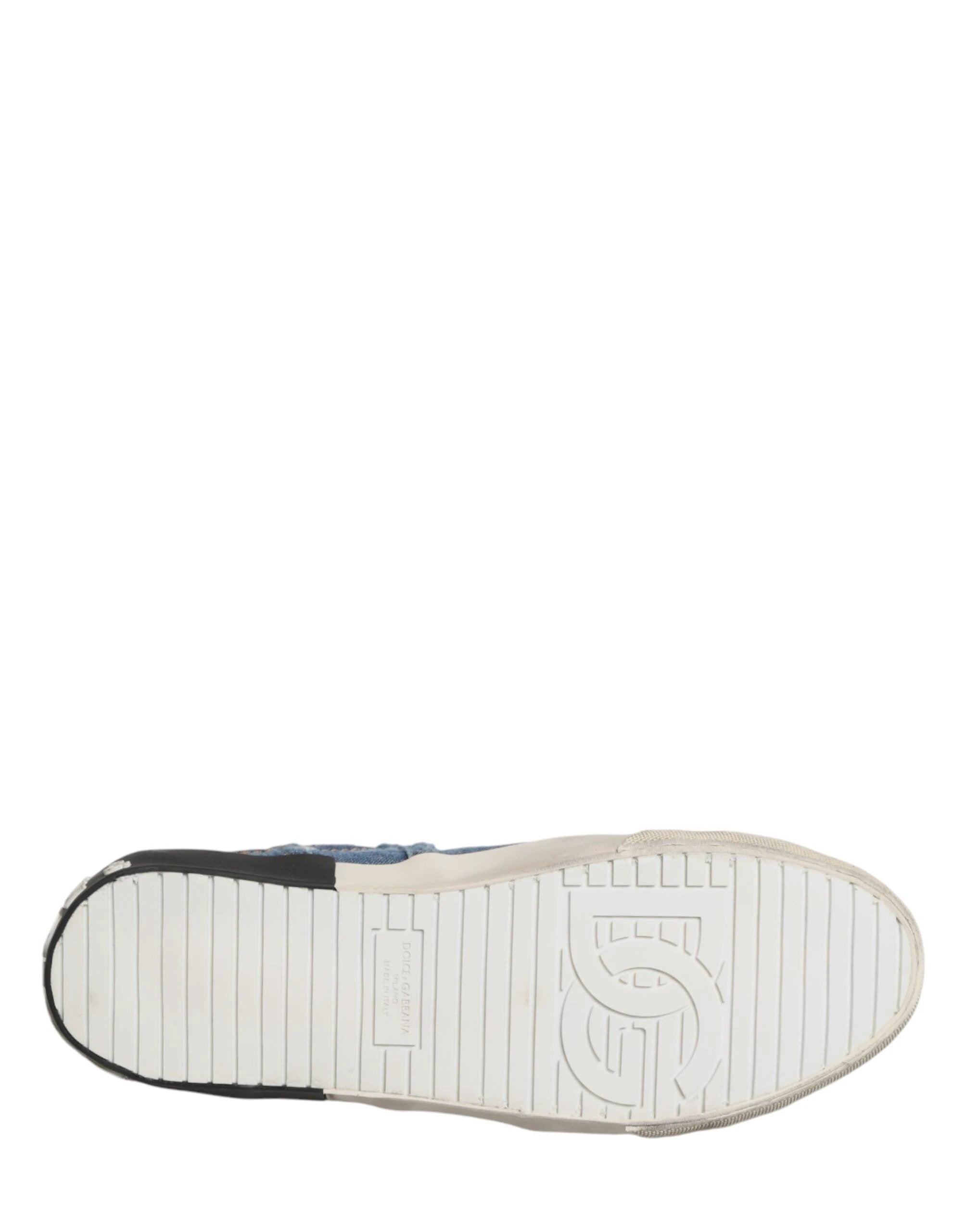 Dolce & Gabbana Blue Distressed Denim Low Top Sneakers Shoes by Dolce & Gabbana