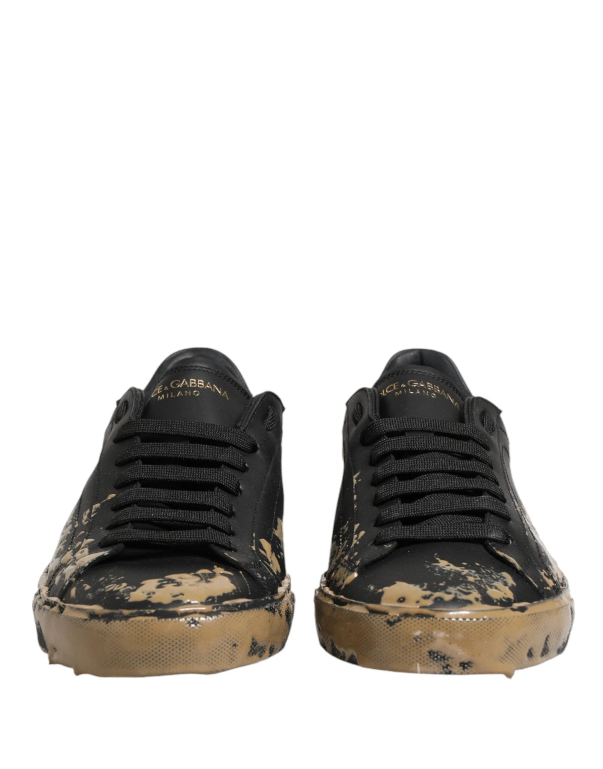 Dolce & Gabbana Black Portofino Mud Effect Low Top Sneakers Shoes by Dolce & Gabbana