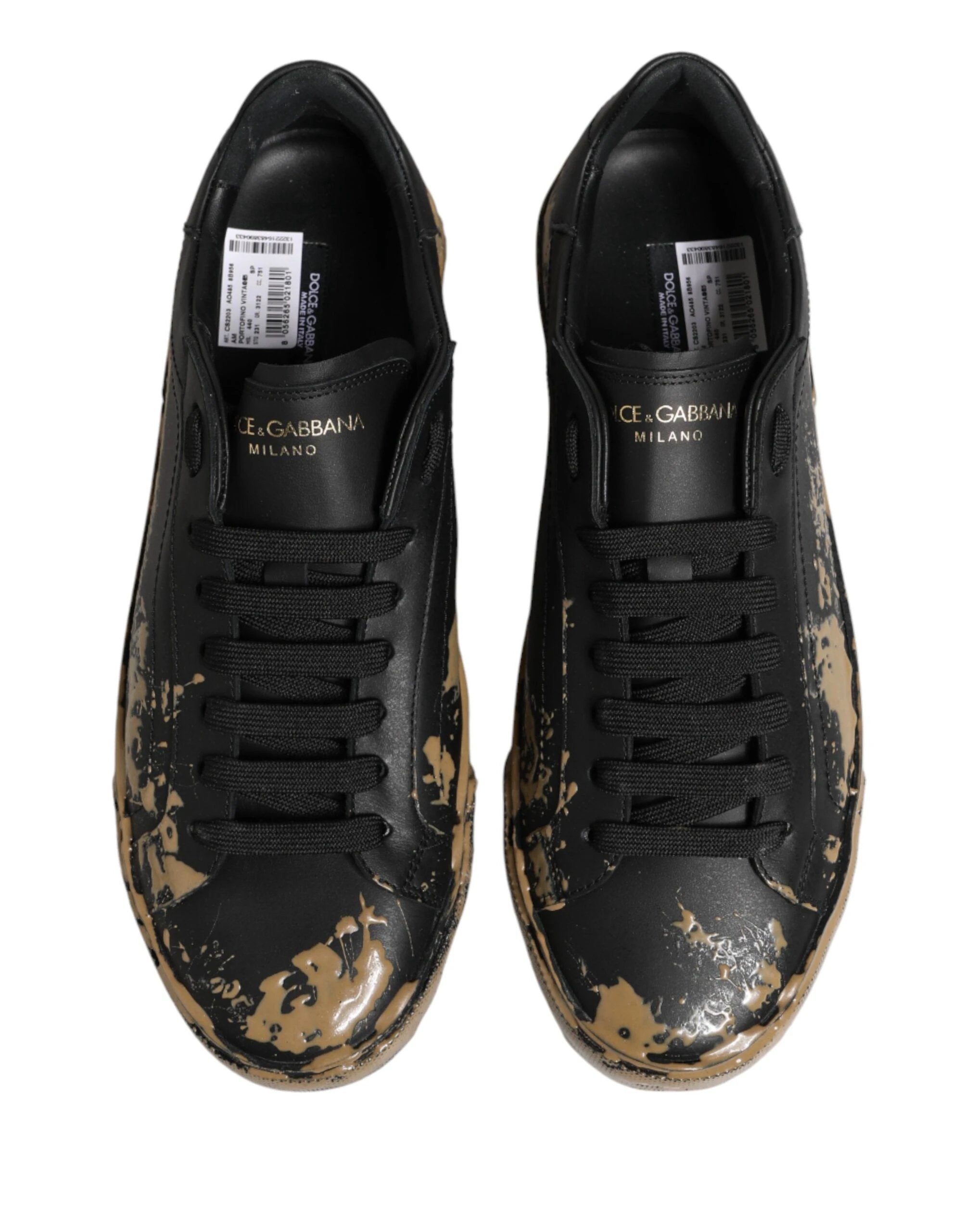 Dolce & Gabbana Black Portofino Mud Effect Low Top Sneakers Shoes by Dolce & Gabbana