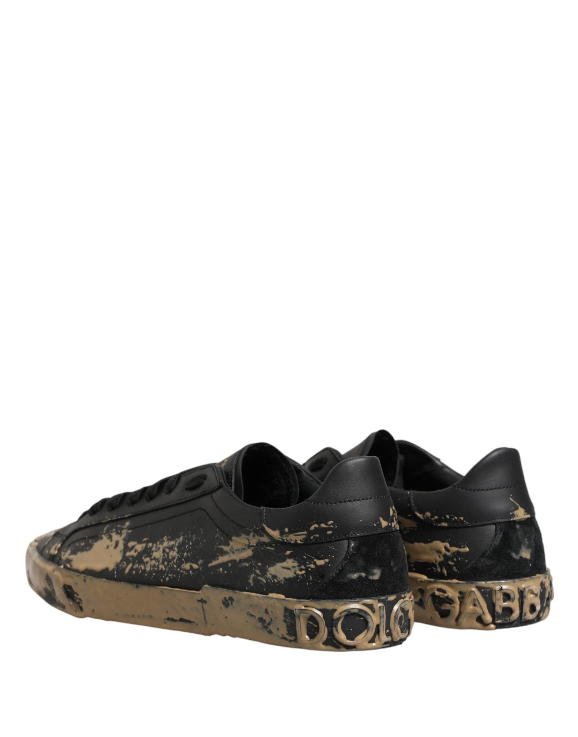 Dolce & Gabbana Black Portofino Mud Effect Low Top Sneakers Shoes by Dolce & Gabbana