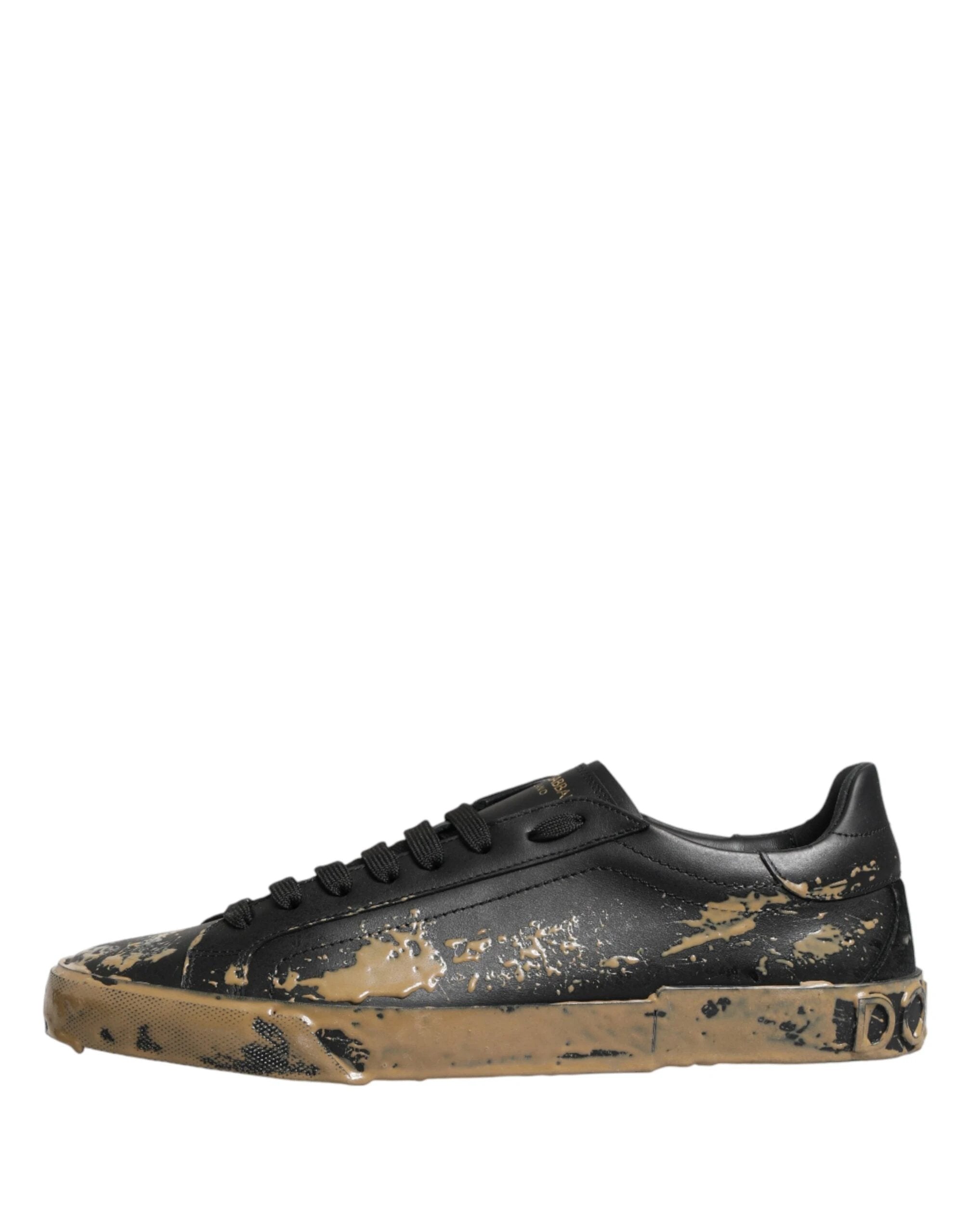 Dolce & Gabbana Black Portofino Mud Effect Low Top Sneakers Shoes by Dolce & Gabbana