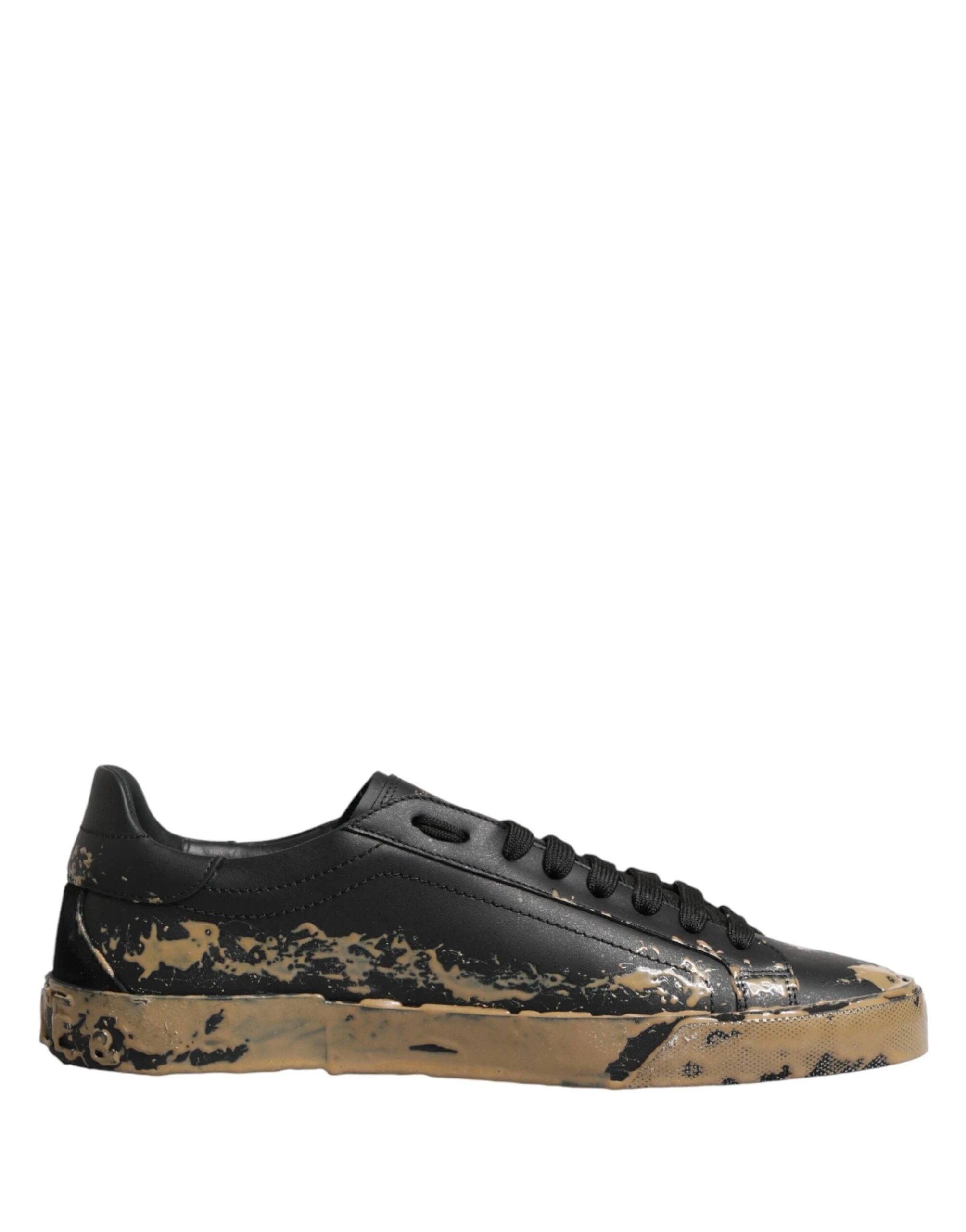 Dolce & Gabbana Black Portofino Mud Effect Low Top Sneakers Shoes by Dolce & Gabbana