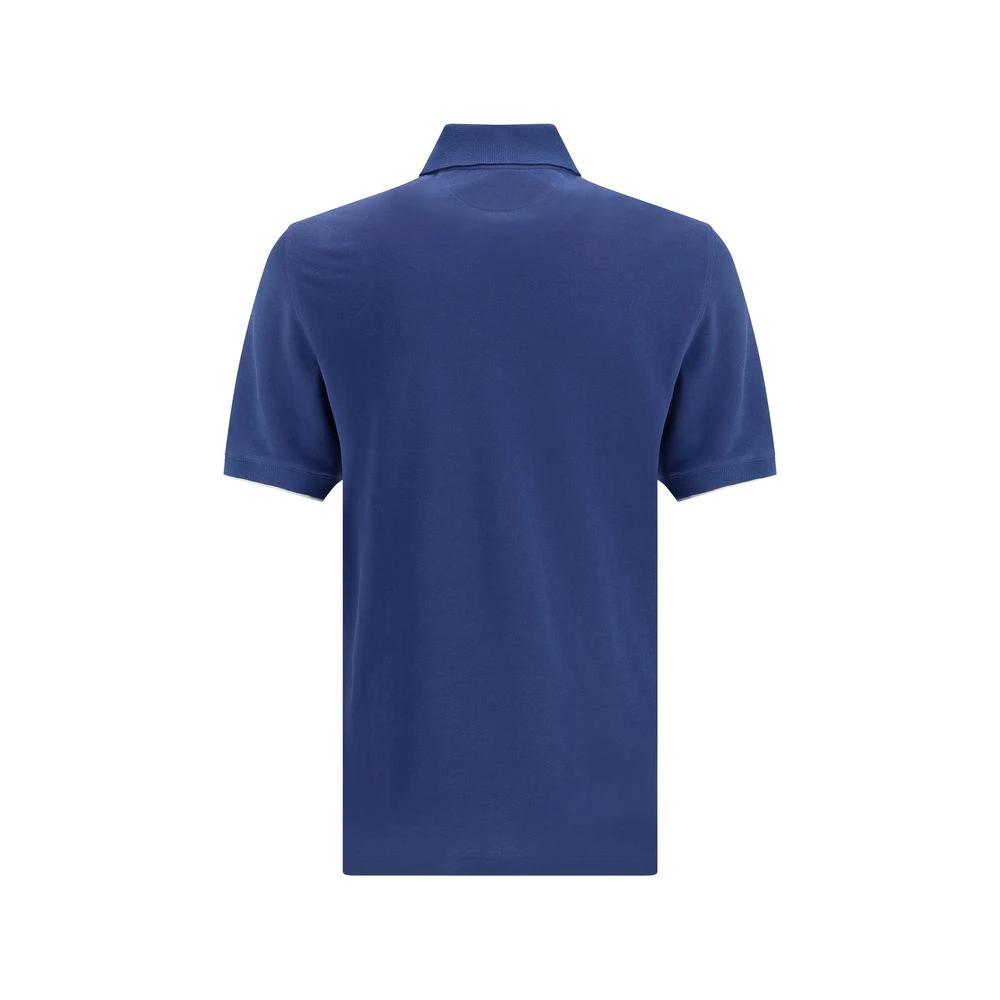 Brunello Cucinelli Blue Cotton Polo Shirt by Brunello Cucinelli