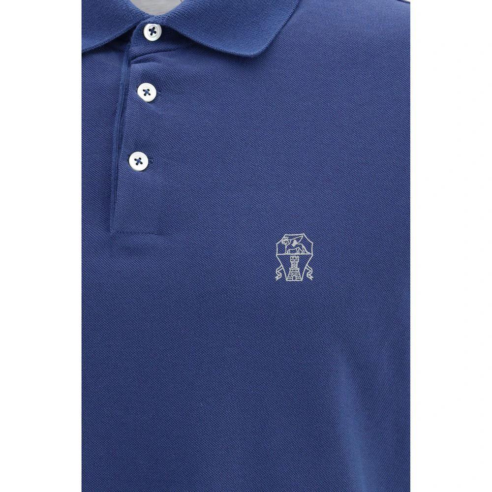 Brunello Cucinelli Blue Cotton Polo Shirt by Brunello Cucinelli
