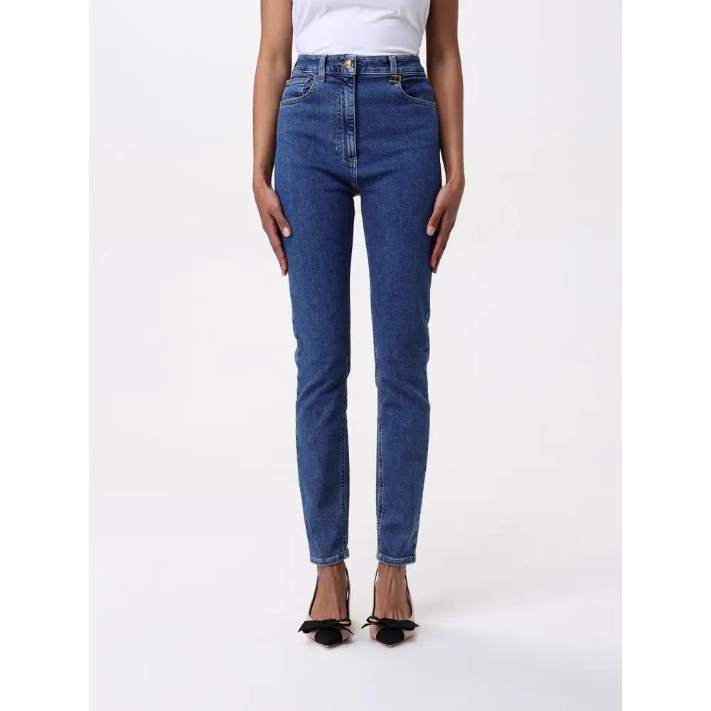 Jean taille haute en denim bleu Elisabetta Franchi