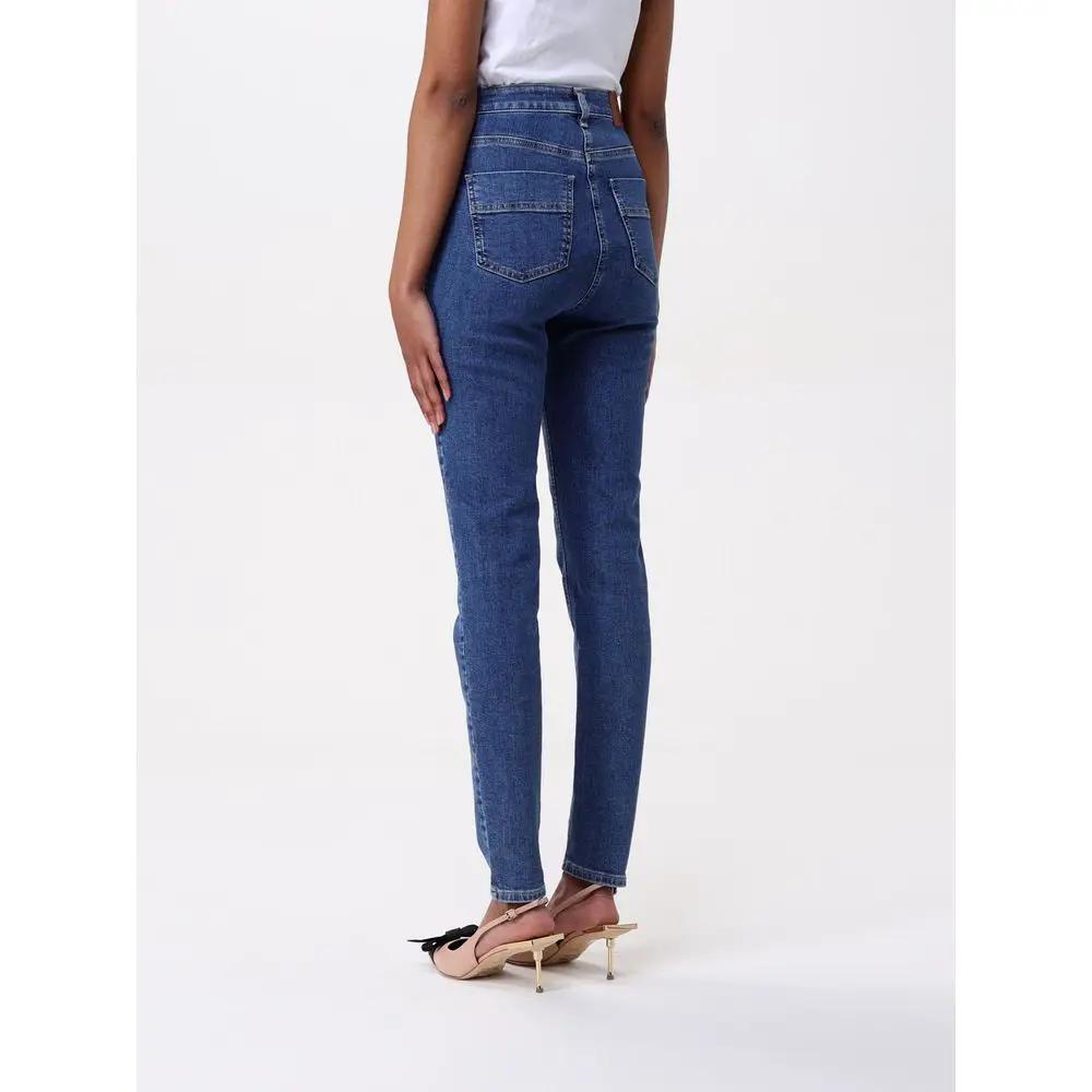 Jean taille haute en denim bleu Elisabetta Franchi