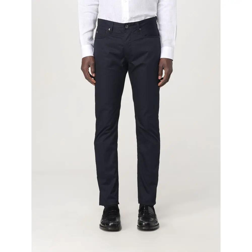 Pantalon décontracté en coton bleu Emporio Armani