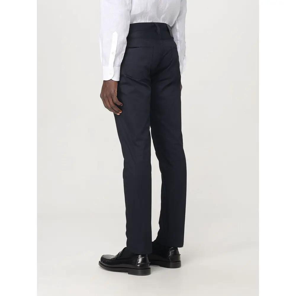 Pantalon décontracté en coton bleu Emporio Armani