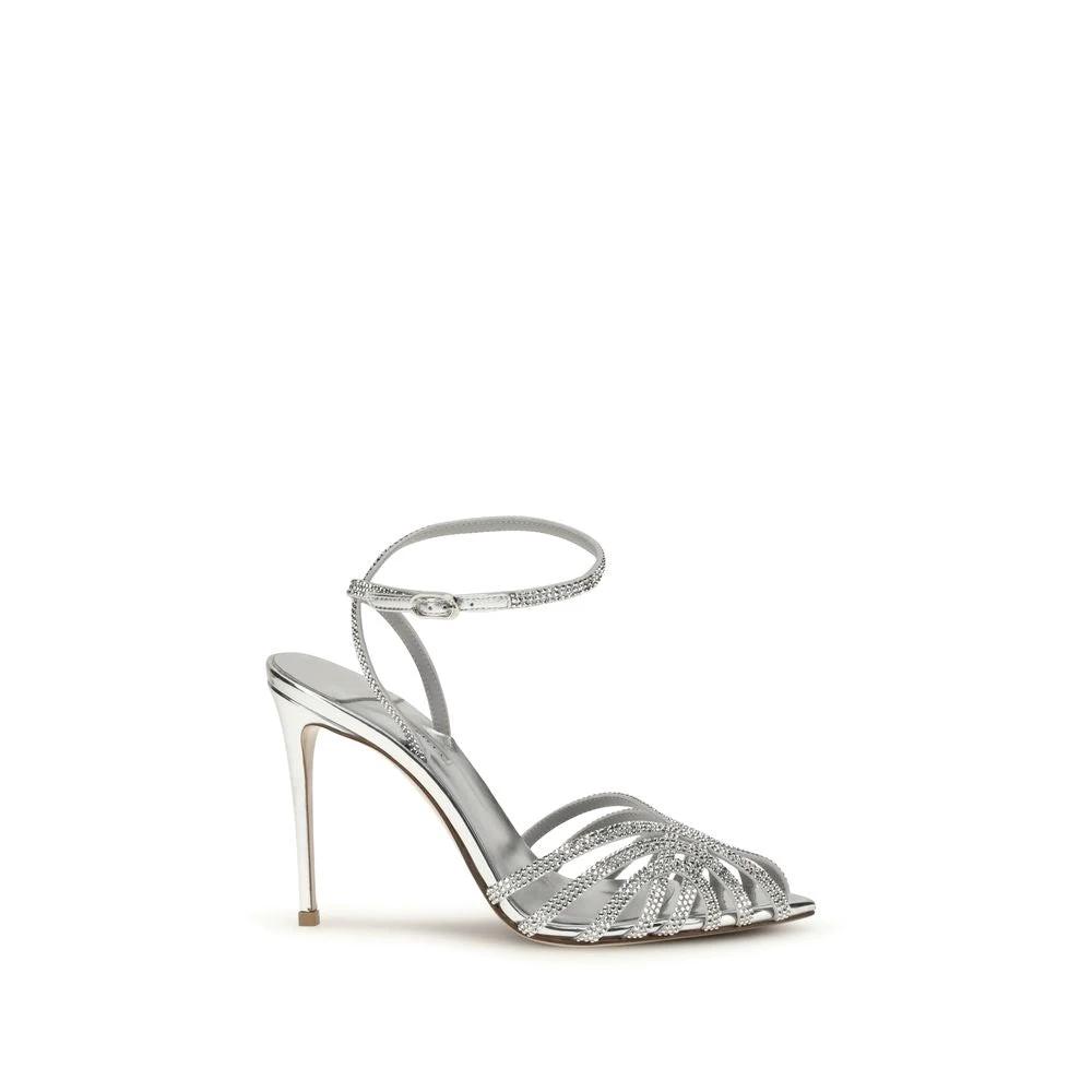 LE SILLA Silver Calf Leather Bos Taurus Stiletto Heel Sandals by LE SILLA