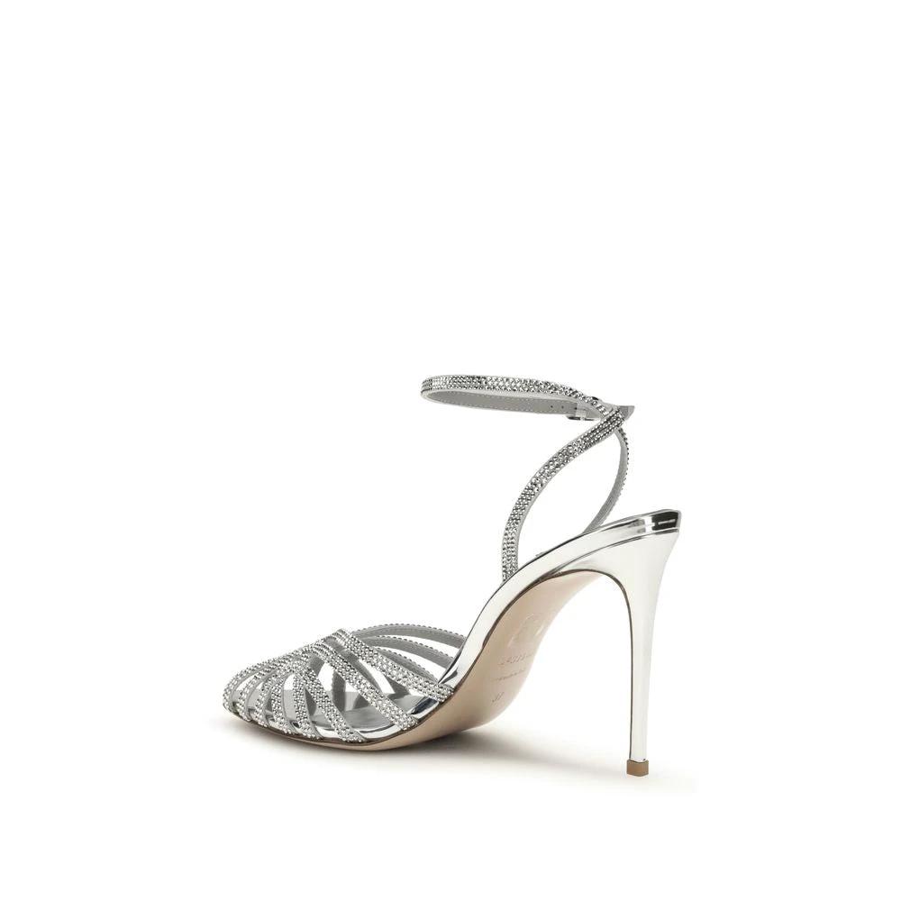 LE SILLA Silver Calf Leather Bos Taurus Stiletto Heel Sandals by LE SILLA