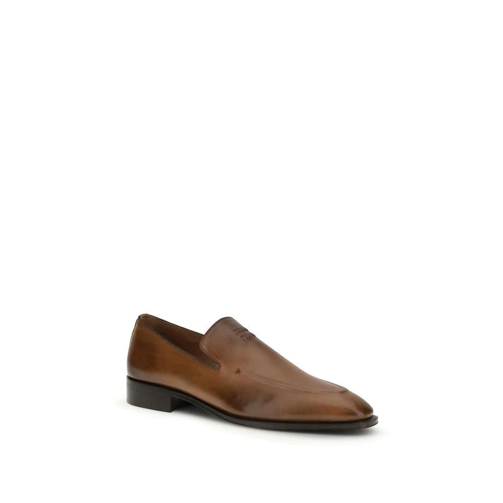 Miu Miu Brown Calf Leather Bos Taurus Slip-On Loafers by Miu Miu