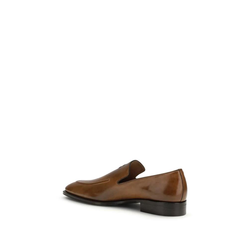 Miu Miu Brown Calf Leather Bos Taurus Slip-On Loafers by Miu Miu