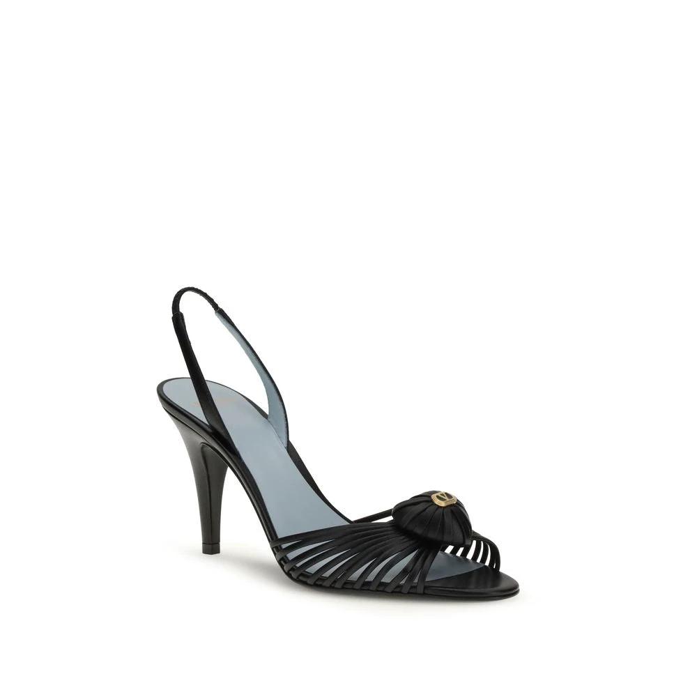 Valentino Garavani Black Goatskin Stiletto Heel Sandals by Valentino Garavani