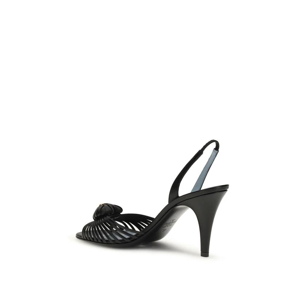 Valentino Garavani Black Goatskin Stiletto Heel Sandals by Valentino Garavani