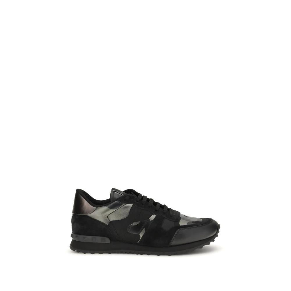Valentino Garavani Black Calf Leather Bos Taurus Athletic Sneakers by Valentino Garavani