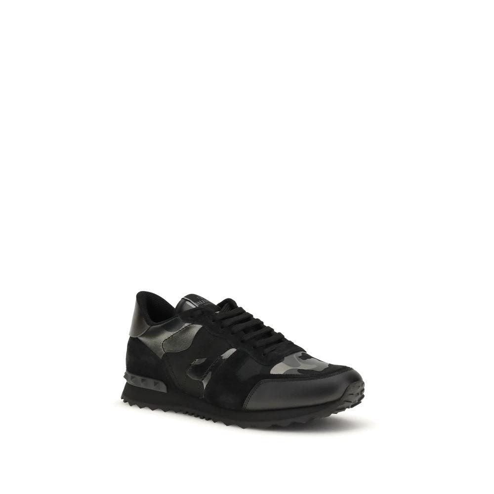 Valentino Garavani Black Calf Leather Bos Taurus Athletic Sneakers by Valentino Garavani