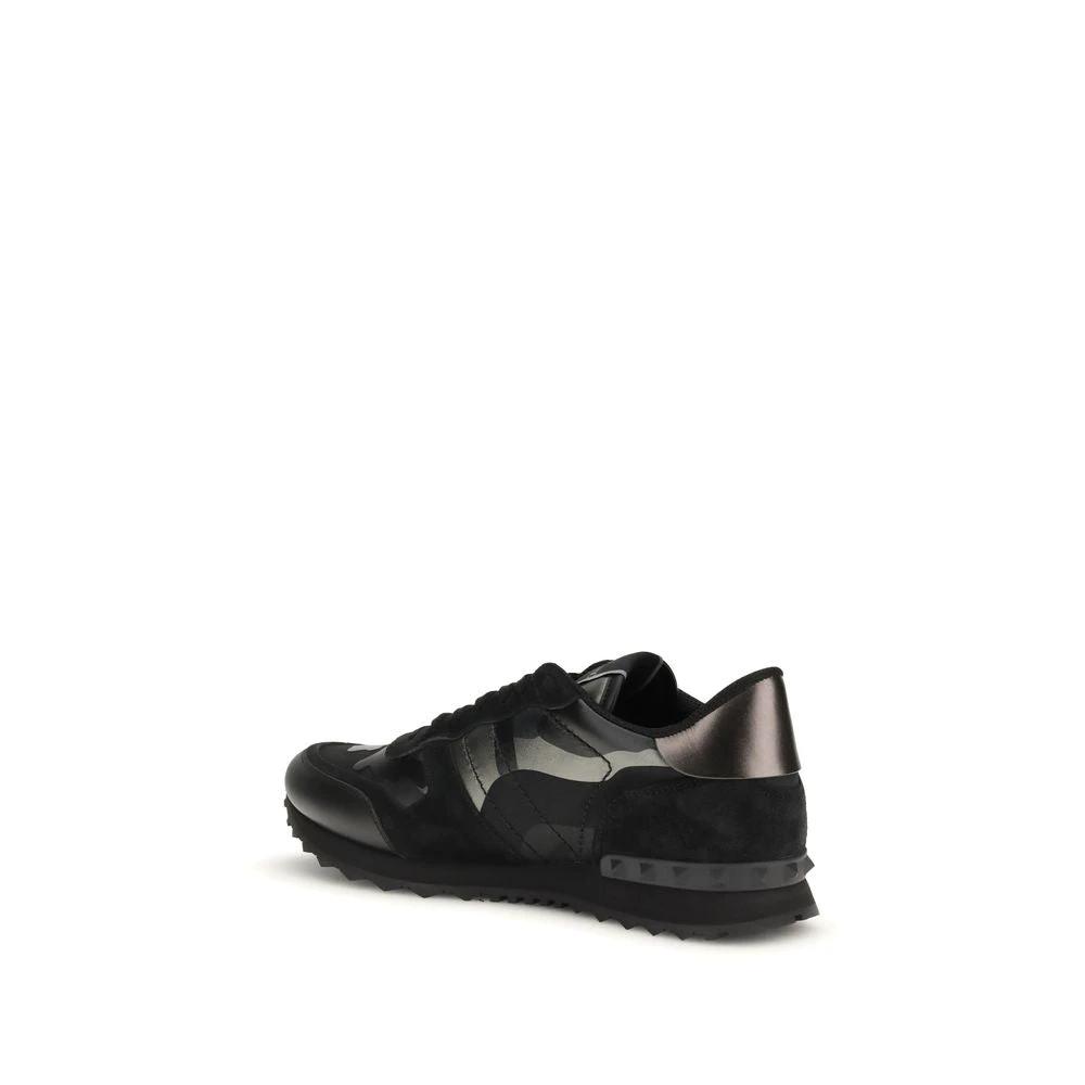 Valentino Garavani Black Calf Leather Bos Taurus Athletic Sneakers by Valentino Garavani